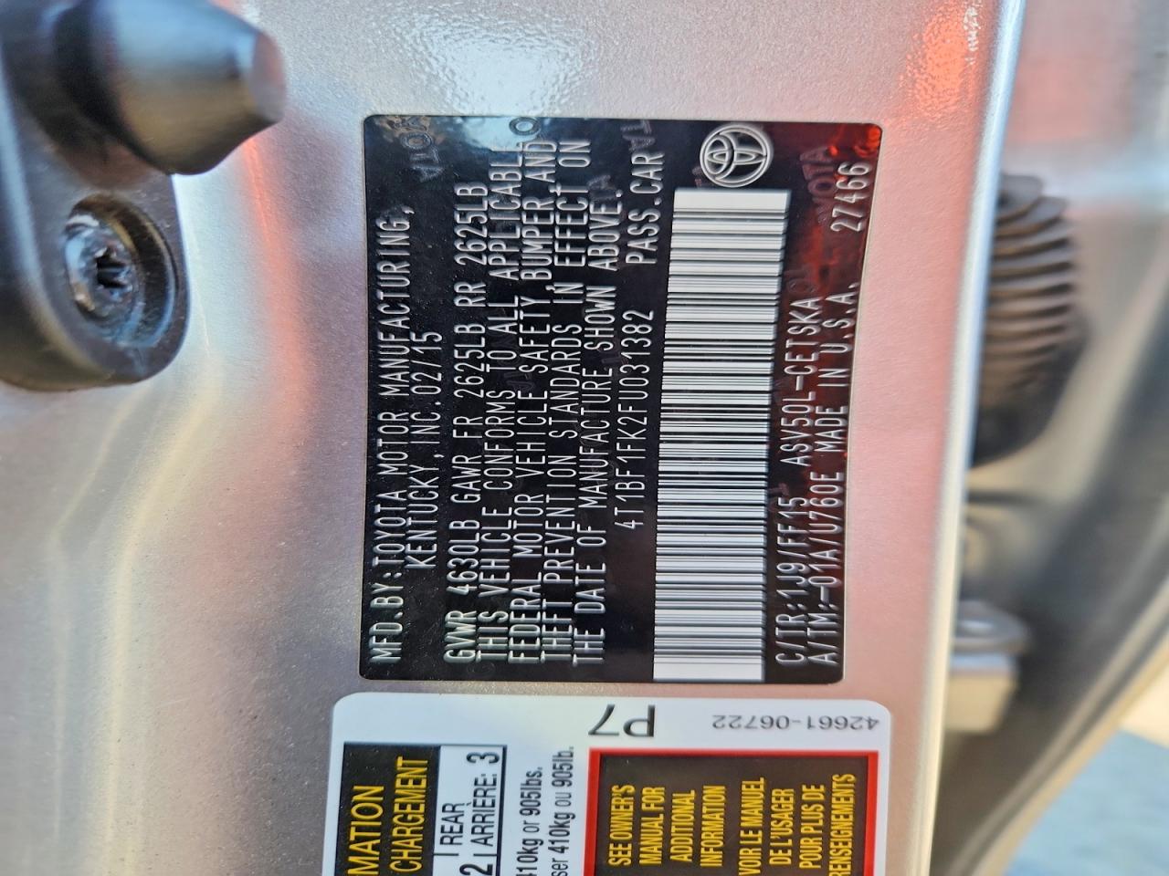 2015 Toyota Camry Se Silver vin: 4T1BF1FK2FU031382
