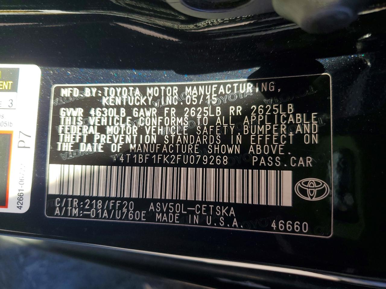 2015 Toyota Camry Se Black vin: 4T1BF1FK2FU079268