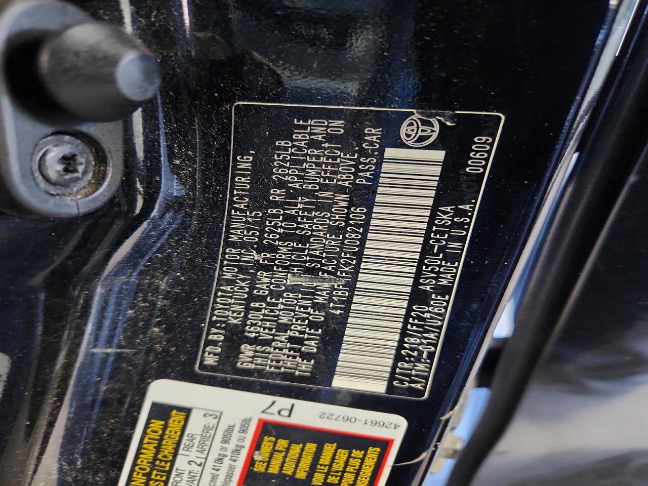 2015 Toyota Camry Se Black vin: 4T1BF1FK2FU082106