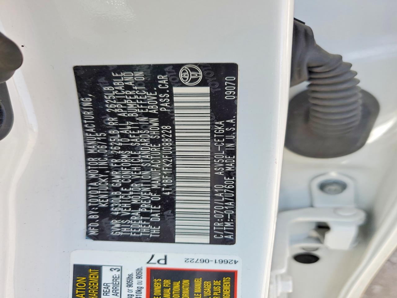 2015 Toyota Camry Xle Белый vin: 4T1BF1FK2FU088228