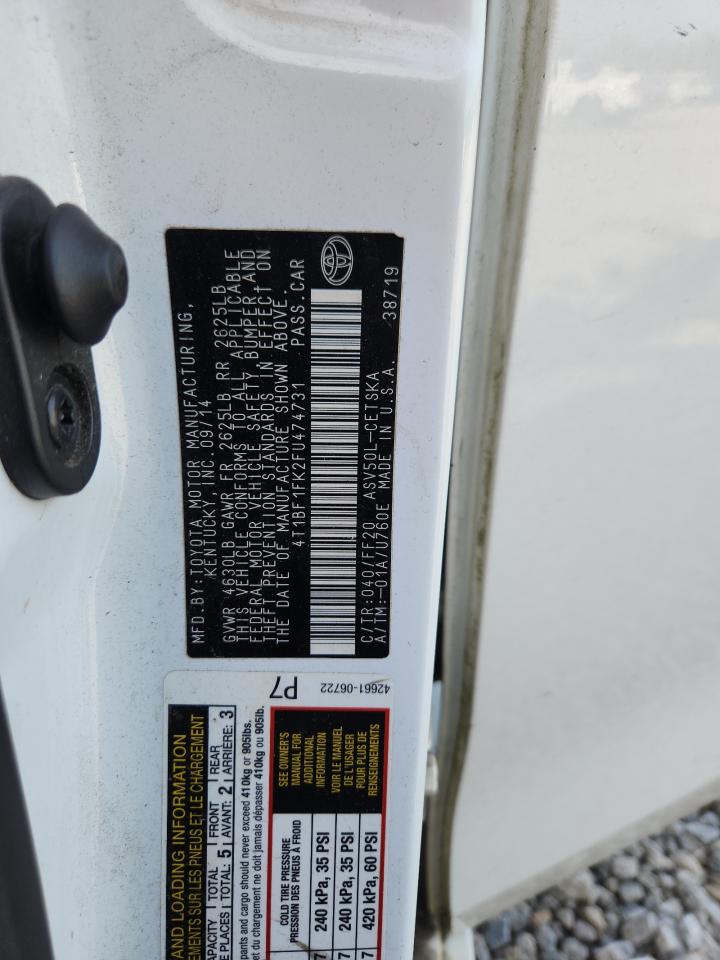 2015 Toyota Camry Se White vin: 4T1BF1FK2FU474731