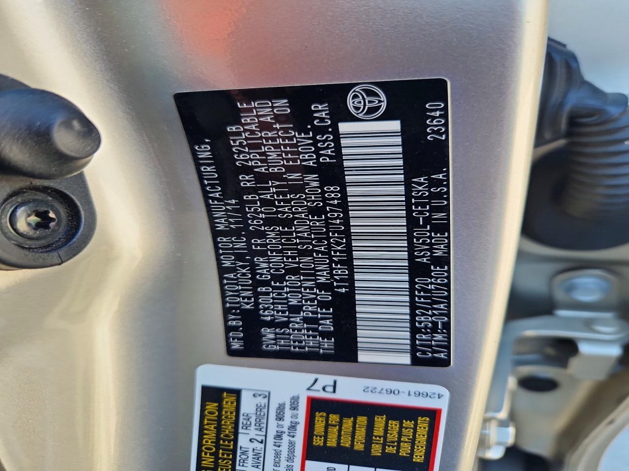 2015 Toyota Camry Se Gold vin: 4T1BF1FK2FU497488
