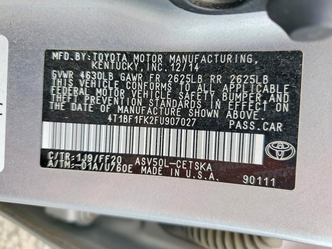 2015 Toyota Camry Se Silver vin: 4T1BF1FK2FU907027