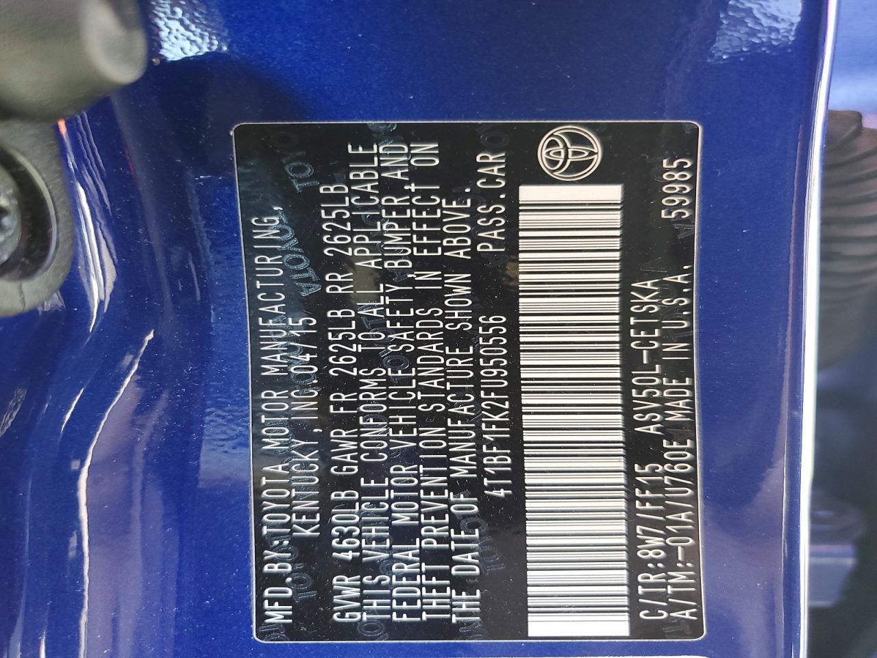 2015 Toyota Camry Se Blue vin: 4T1BF1FK2FU950556