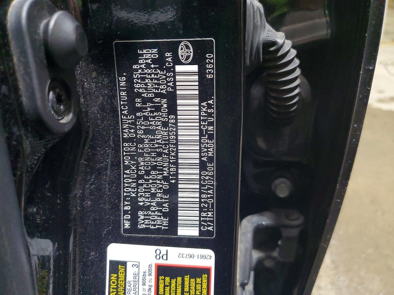 2015 Toyota Camry Xse Black vin: 4T1BF1FK2FU952789