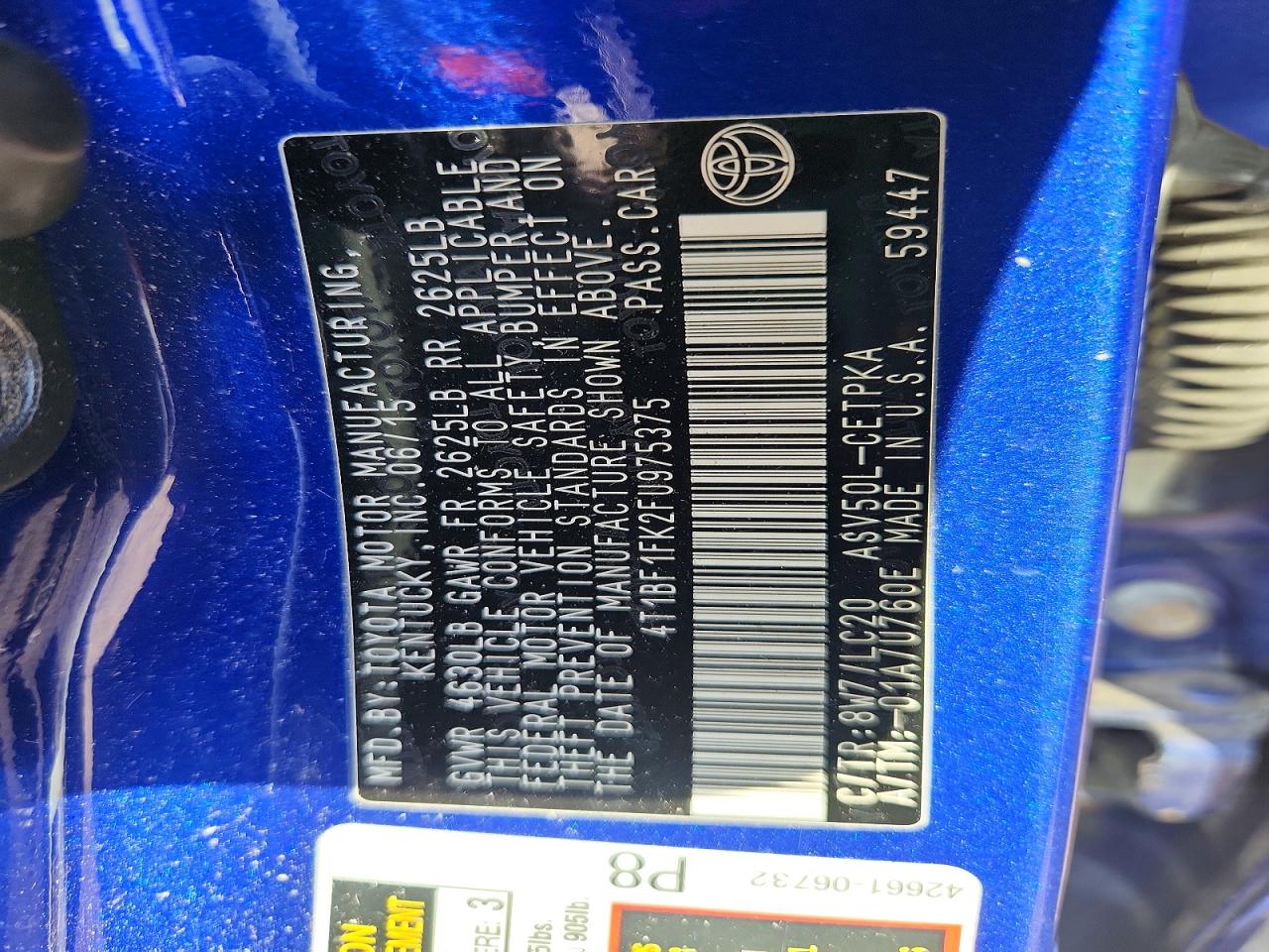 2015 Toyota Camry Xse Blue vin: 4T1BF1FK2FU975375