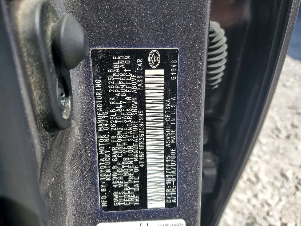 2016 Toyota Camry Se Gray vin: 4T1BF1FK2GU597995