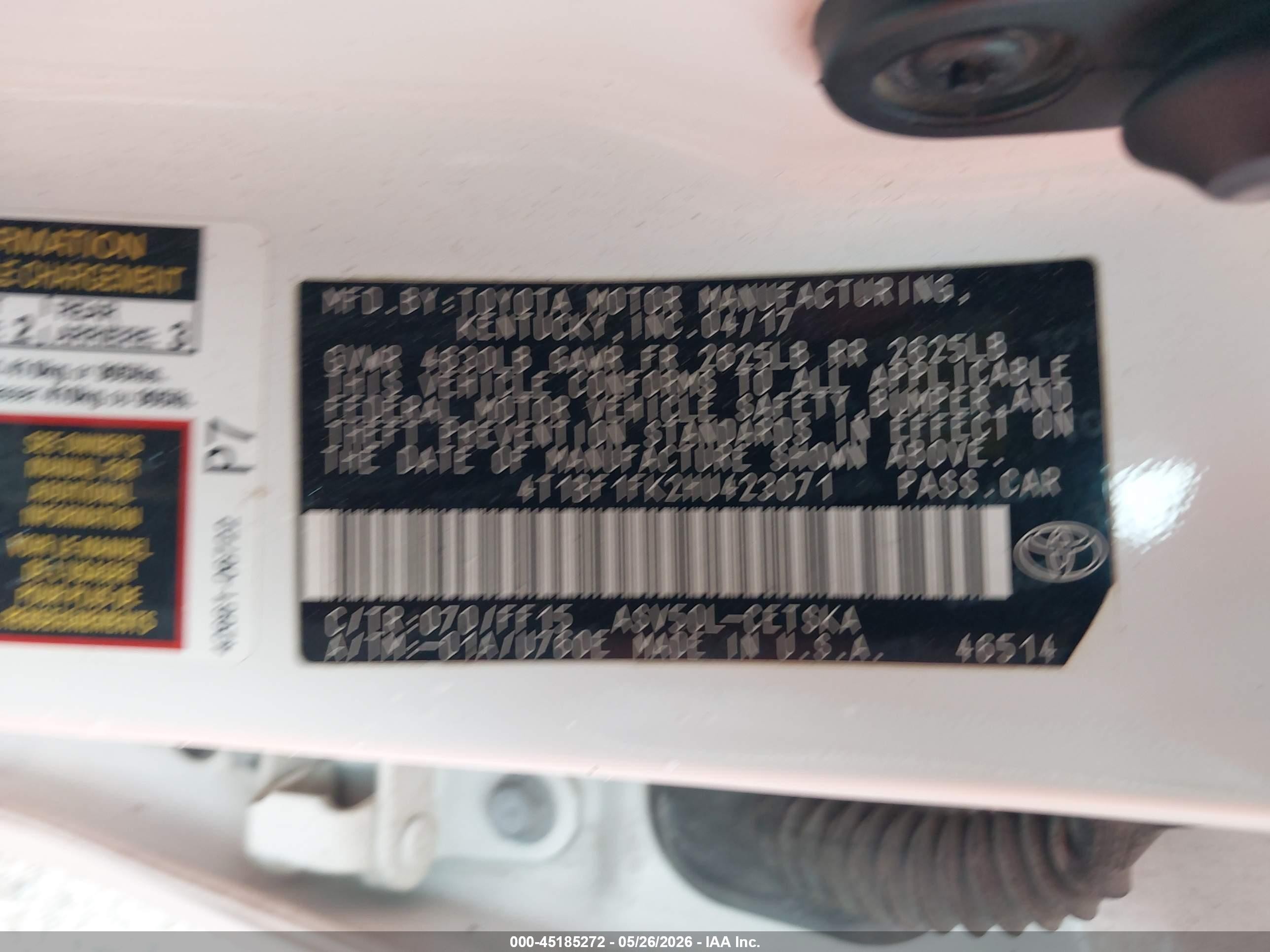 2017 Toyota Camry Se White vin: 4T1BF1FK2HU423071