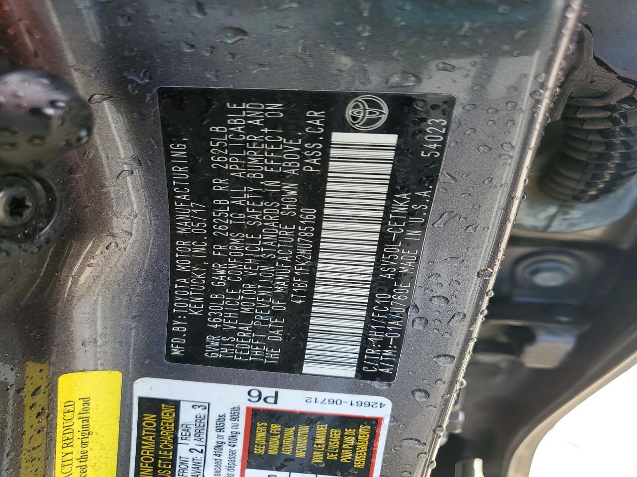 2017 Toyota Camry Le Gray vin: 4T1BF1FK2HU785160