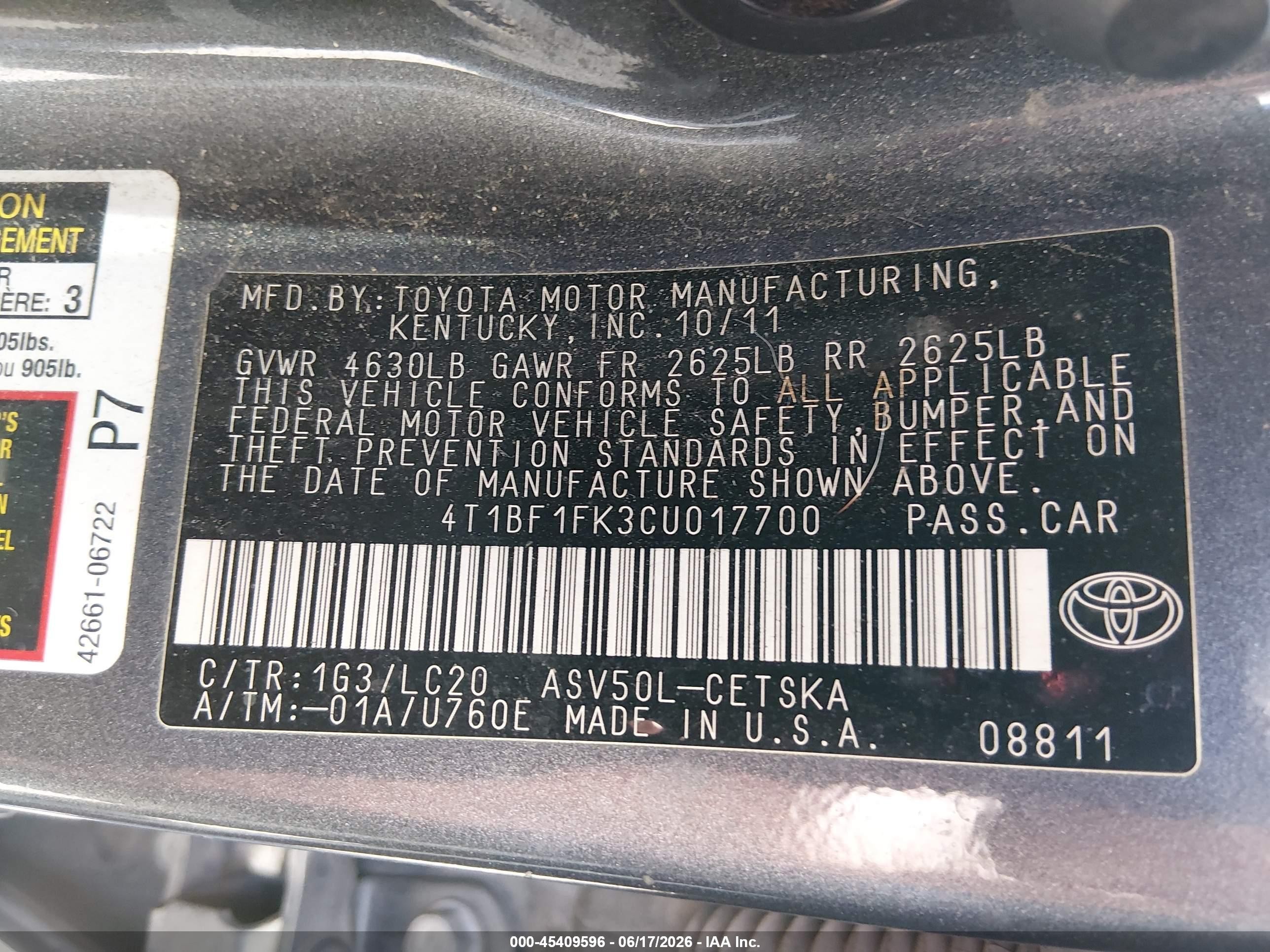 2012 Toyota Camry Se Gray vin: 4T1BF1FK3CU017700