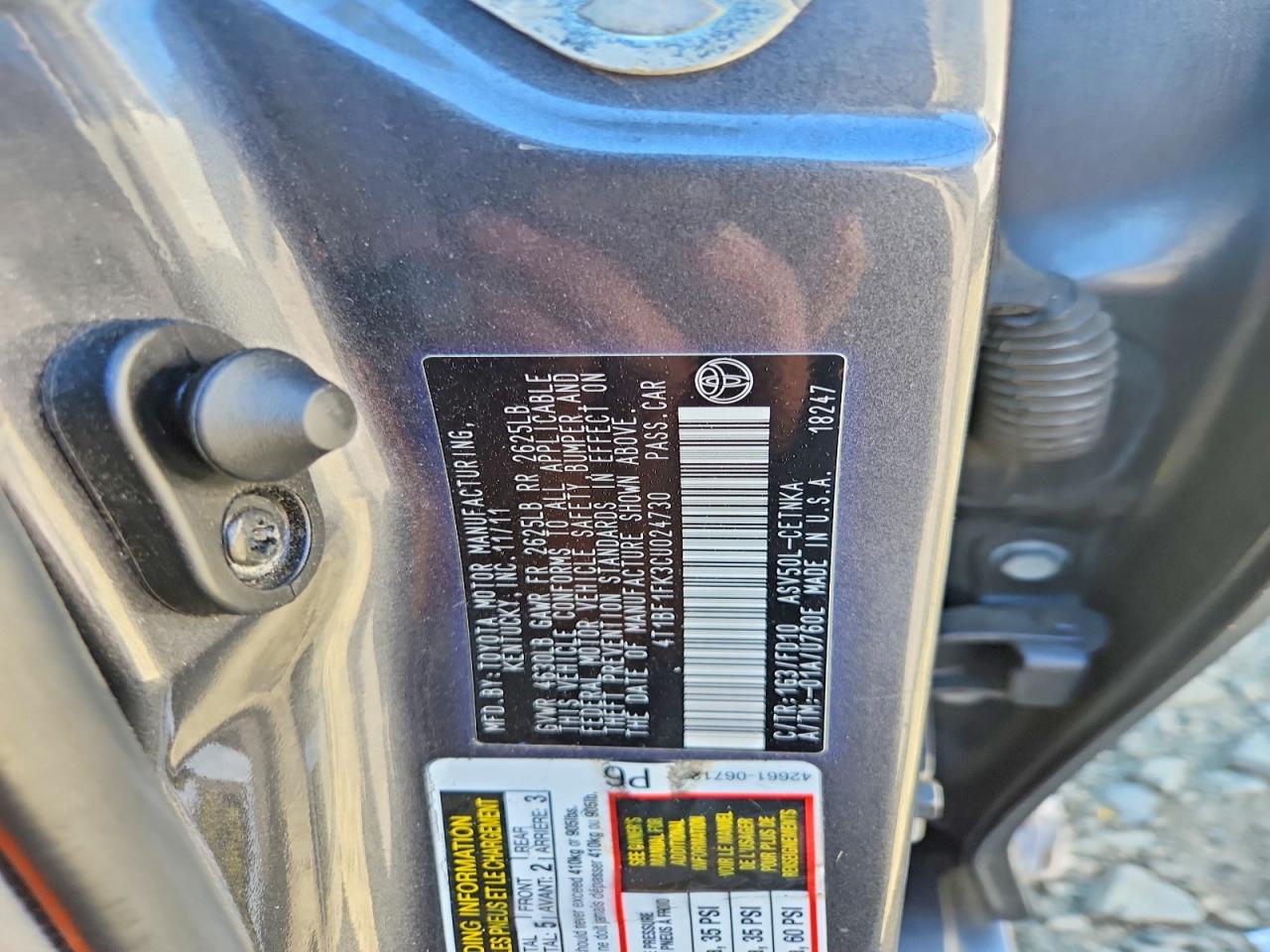 2012 Toyota Camry Le Gray vin: 4T1BF1FK3CU024730