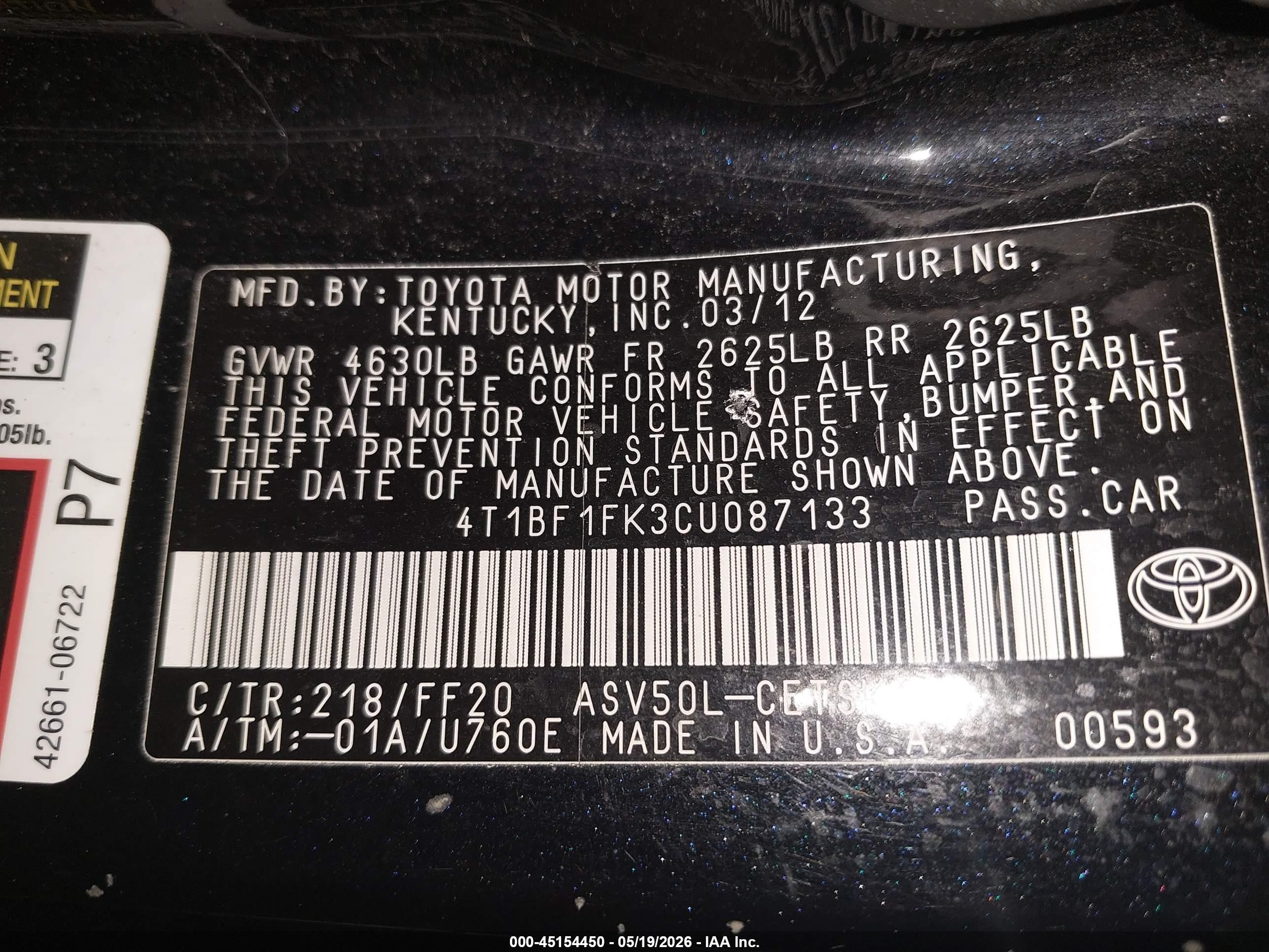 2012 Toyota Camry Se Dark Blue vin: 4T1BF1FK3CU087133