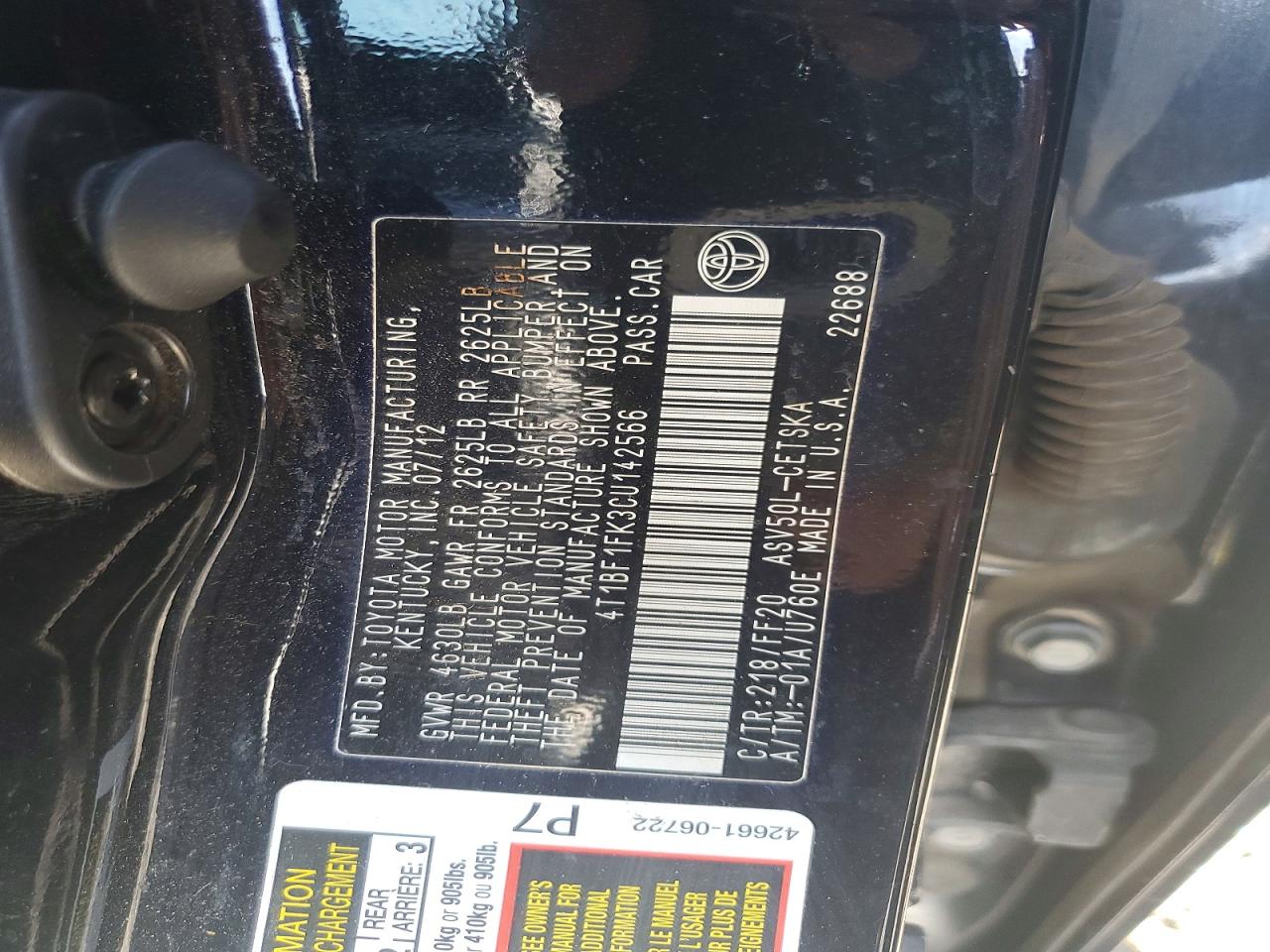 2012 Toyota Camry Se Black vin: 4T1BF1FK3CU142566
