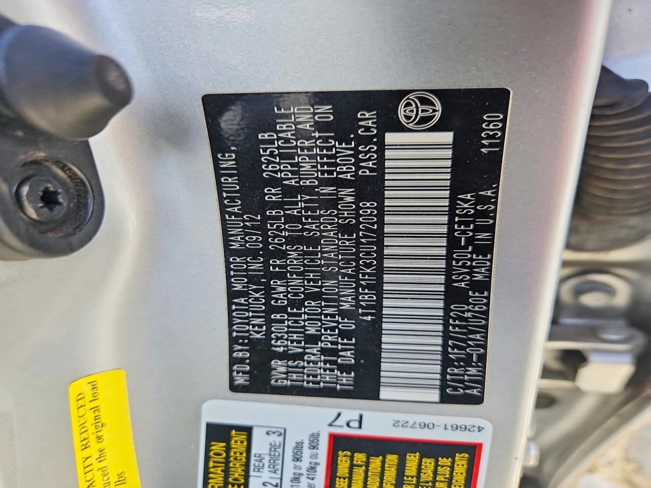 2012 Toyota Camry Se Silver vin: 4T1BF1FK3CU172098
