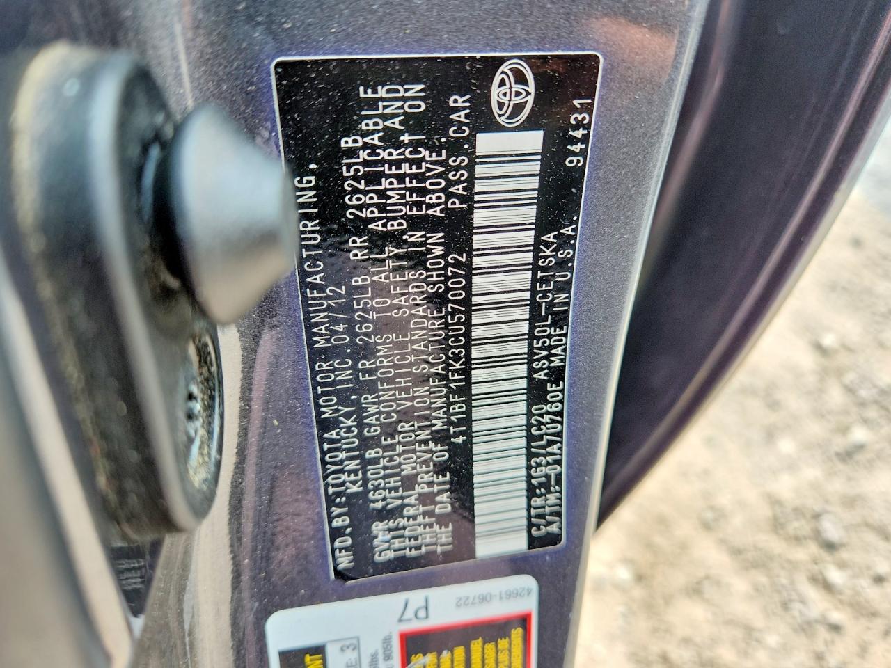 2012 Toyota Camry Se Gray vin: 4T1BF1FK3CU570072