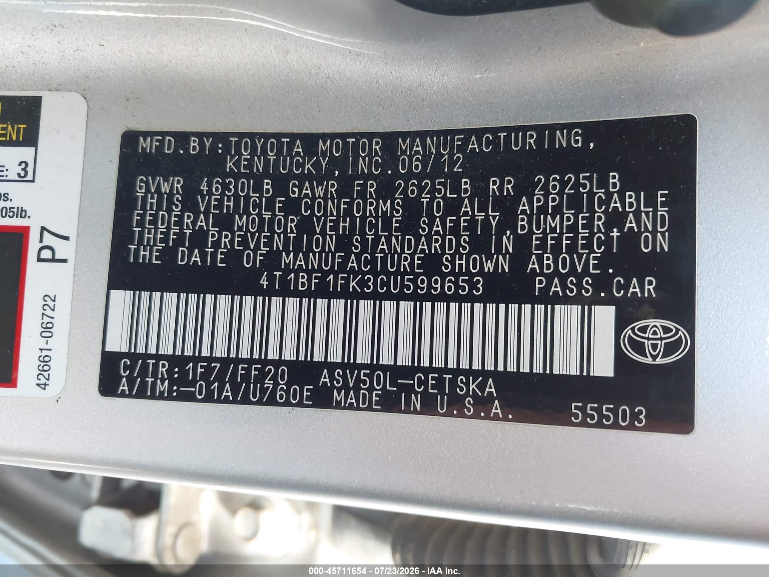 2012 Toyota Camry Se Серебряный vin: 4T1BF1FK3CU599653