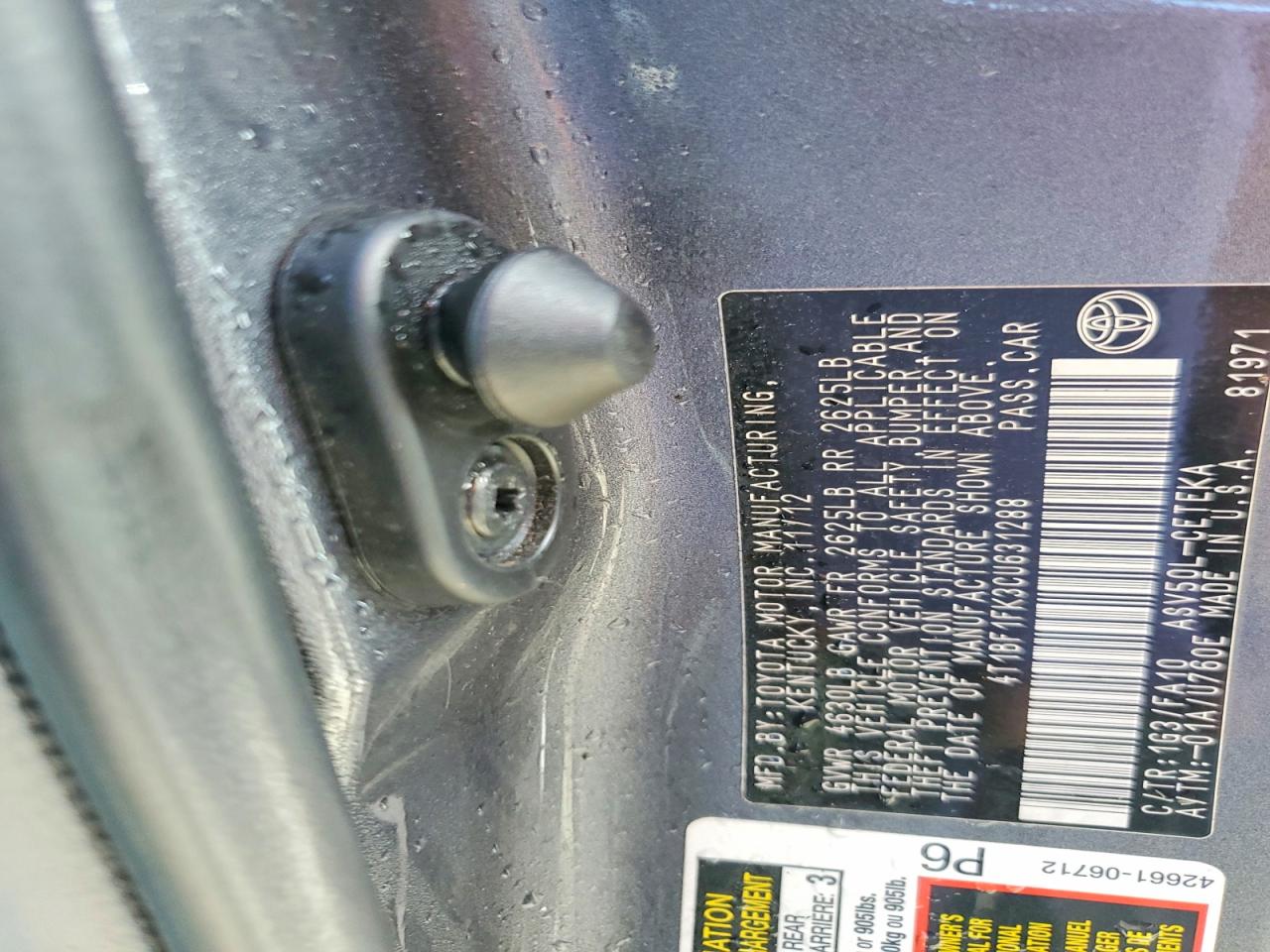2012 Toyota Camry L Gray vin: 4T1BF1FK3CU631288