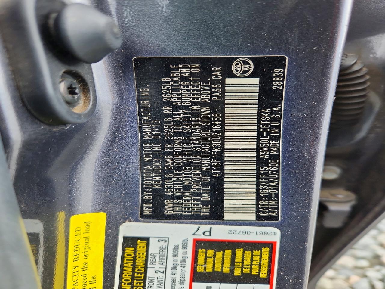 2013 Toyota Camry Se Gray vin: 4T1BF1FK3DU216456