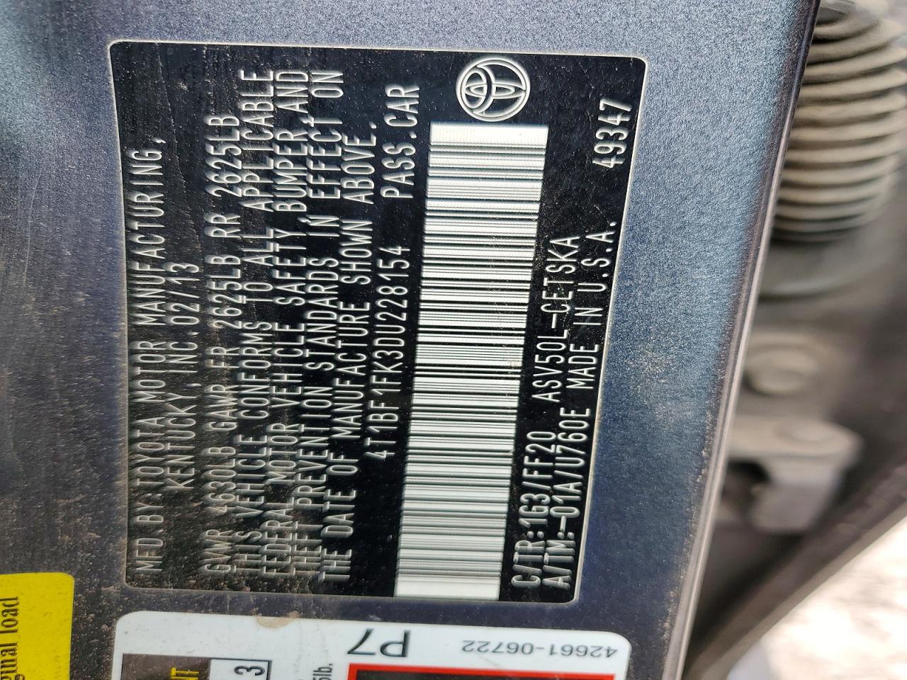 2013 Toyota Camry Se Gray vin: 4T1BF1FK3DU228154