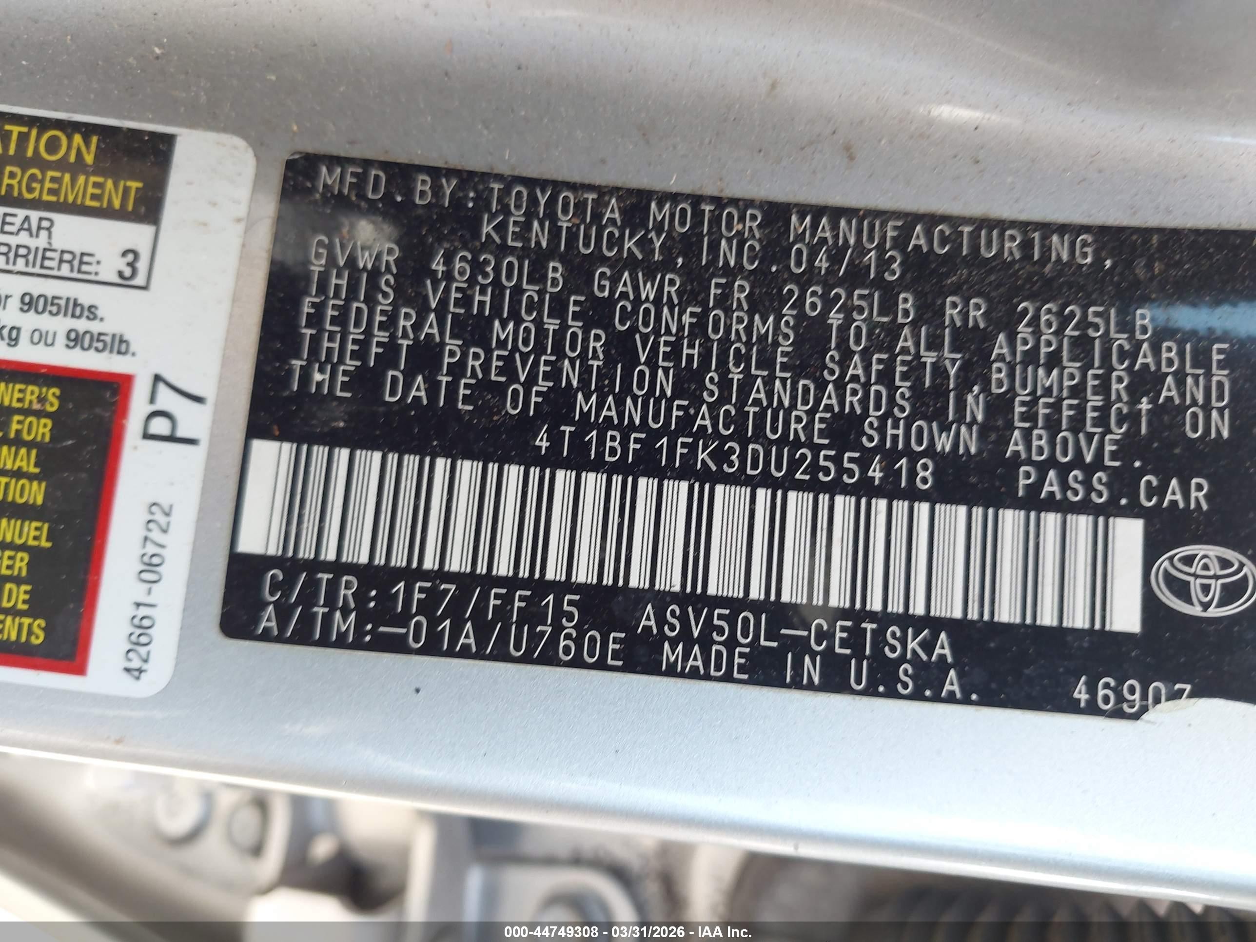 2013 Toyota Camry Se Серебряный vin: 4T1BF1FK3DU255418