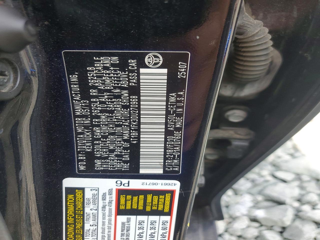 2013 Toyota Camry Le Black vin: 4T1BF1FK3DU270968