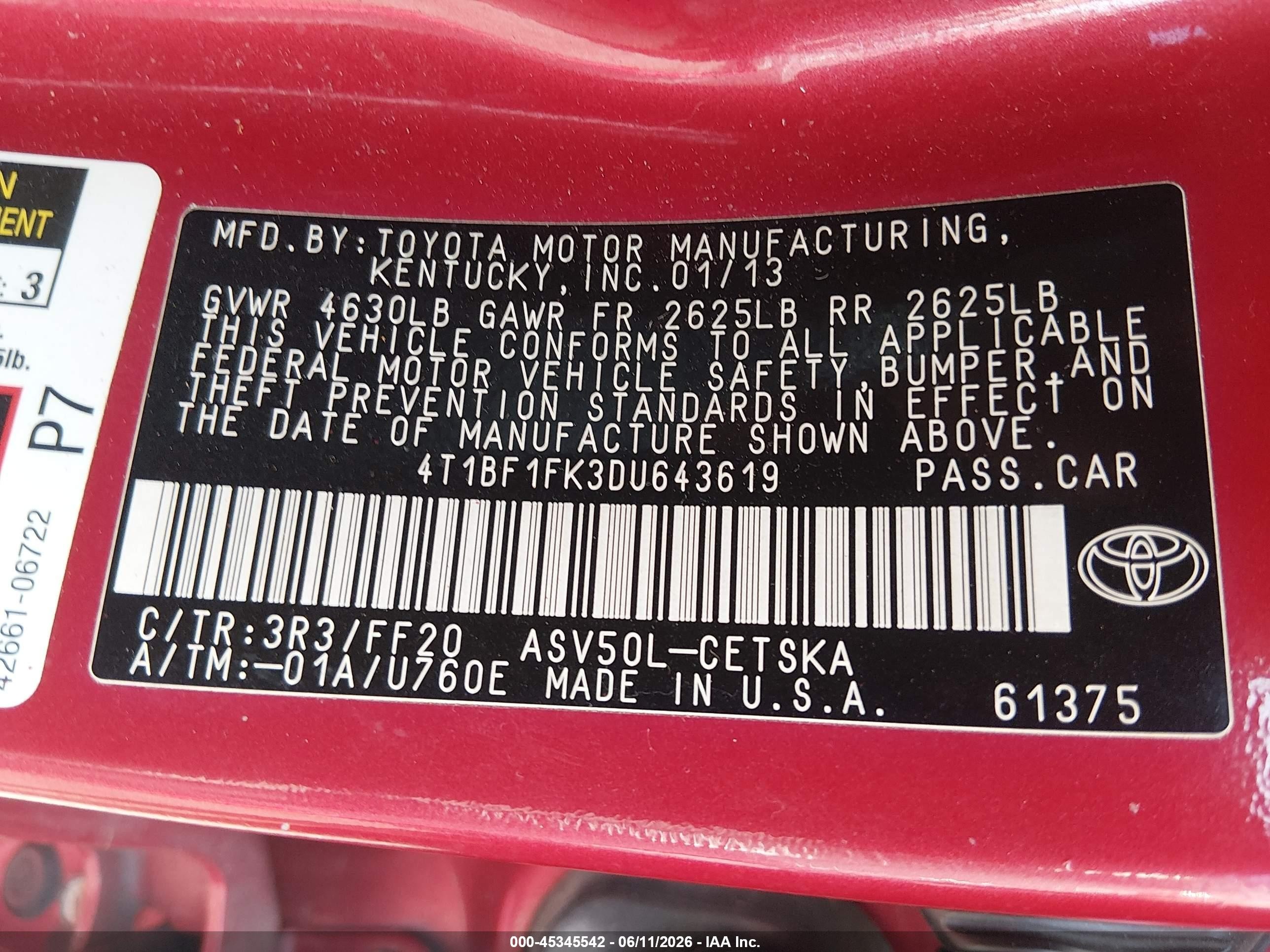2013 Toyota Camry Se Красный vin: 4T1BF1FK3DU643619