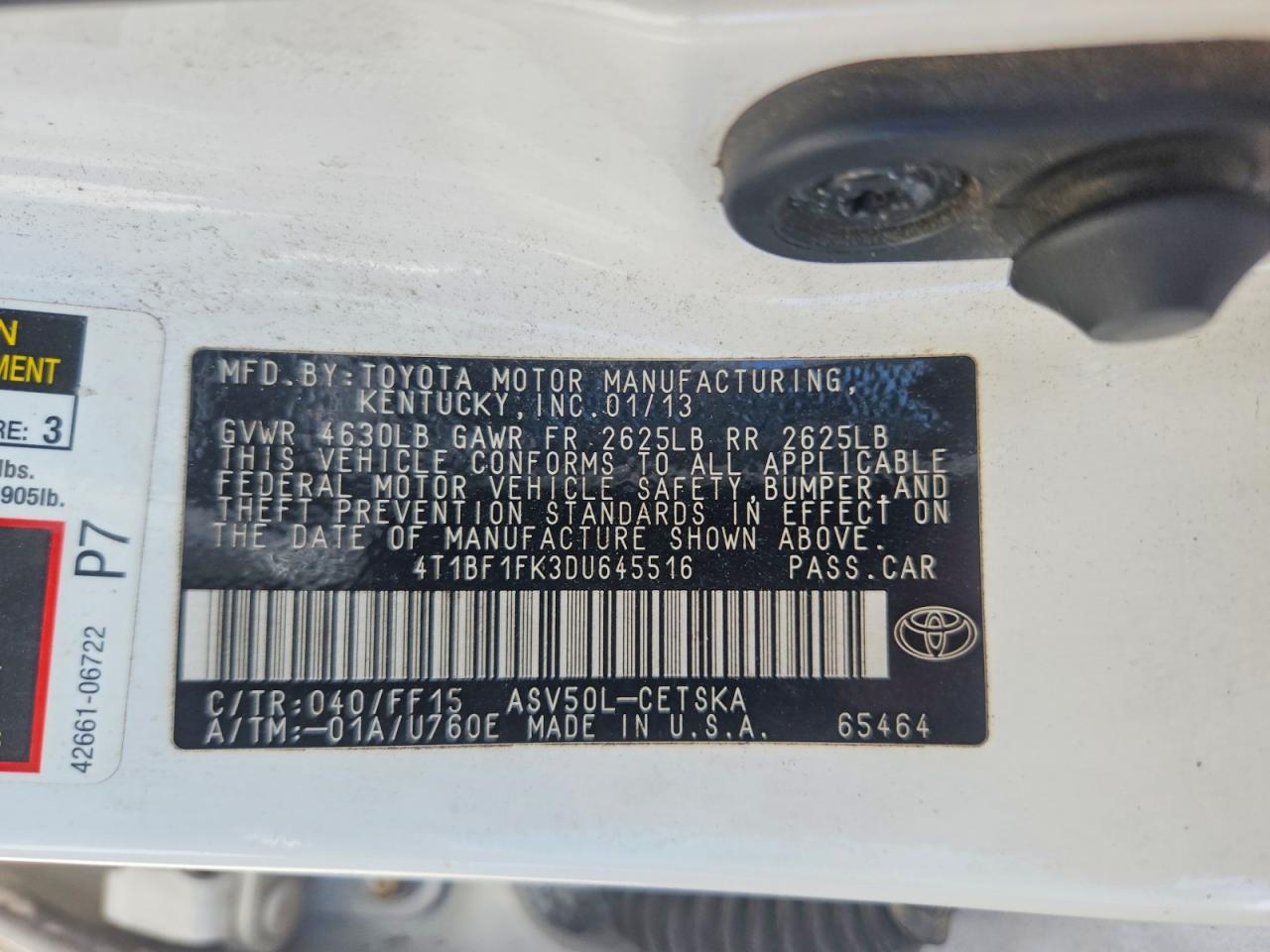 2013 Toyota Camry Se Белый vin: 4T1BF1FK3DU645516