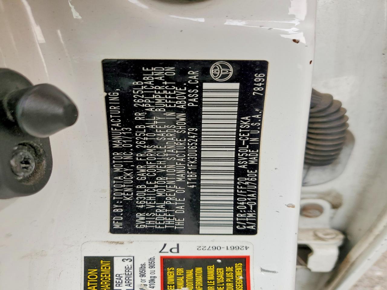 2013 Toyota Camry Se White vin: 4T1BF1FK3DU652479