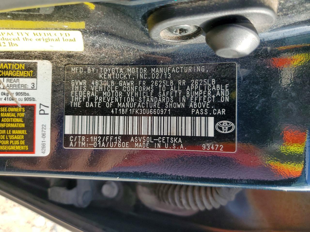 2013 Toyota Camry Se Black vin: 4T1BF1FK3DU660971