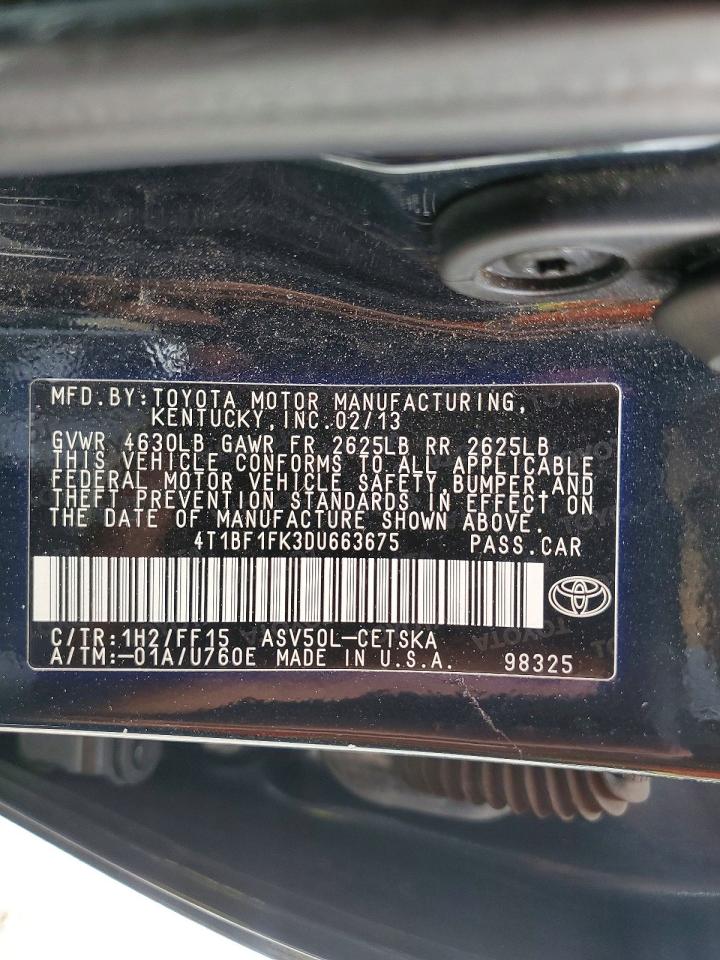 2013 Toyota Camry Se Gray vin: 4T1BF1FK3DU663675