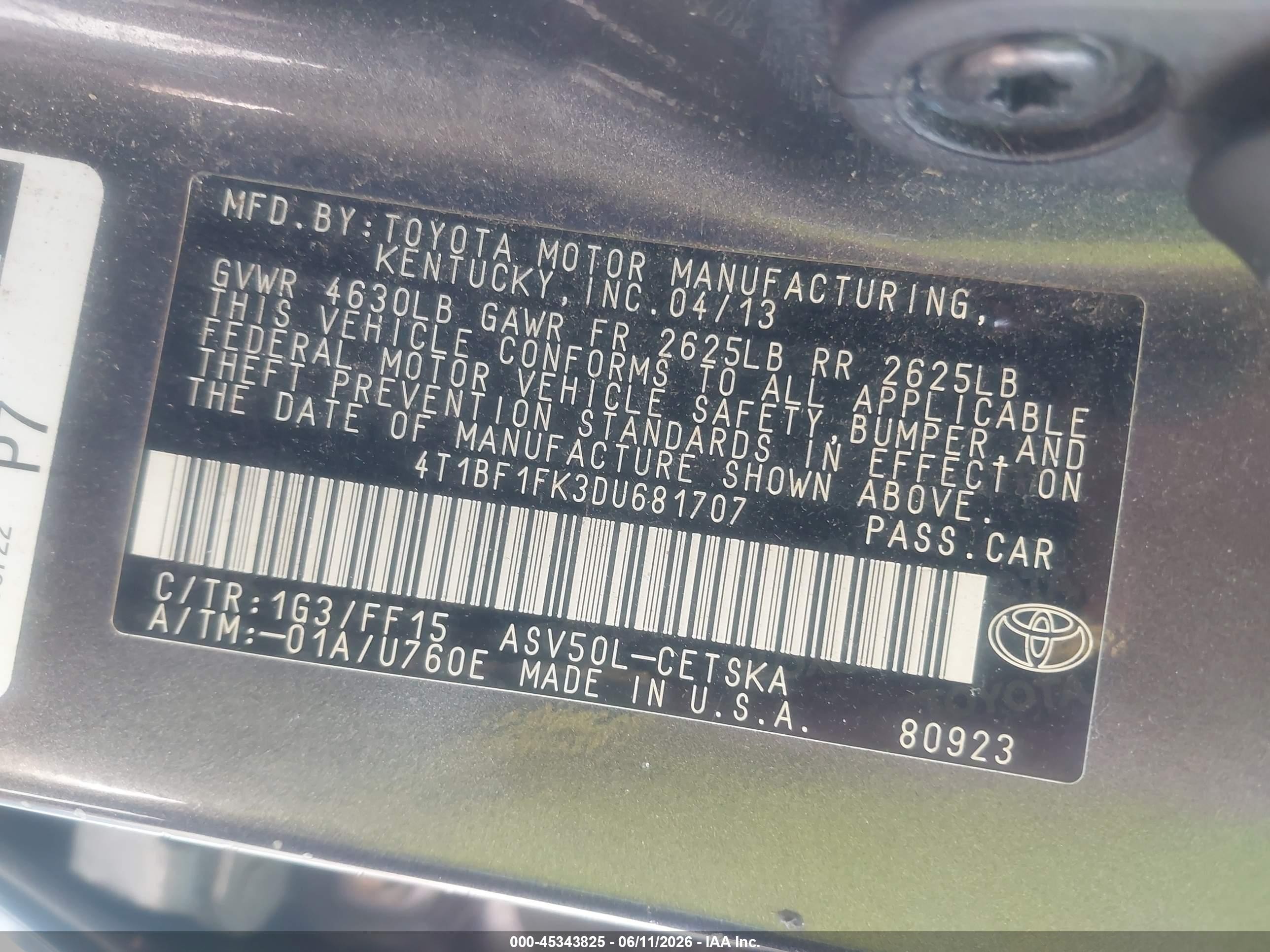 2013 Toyota Camry Se Серый vin: 4T1BF1FK3DU681707