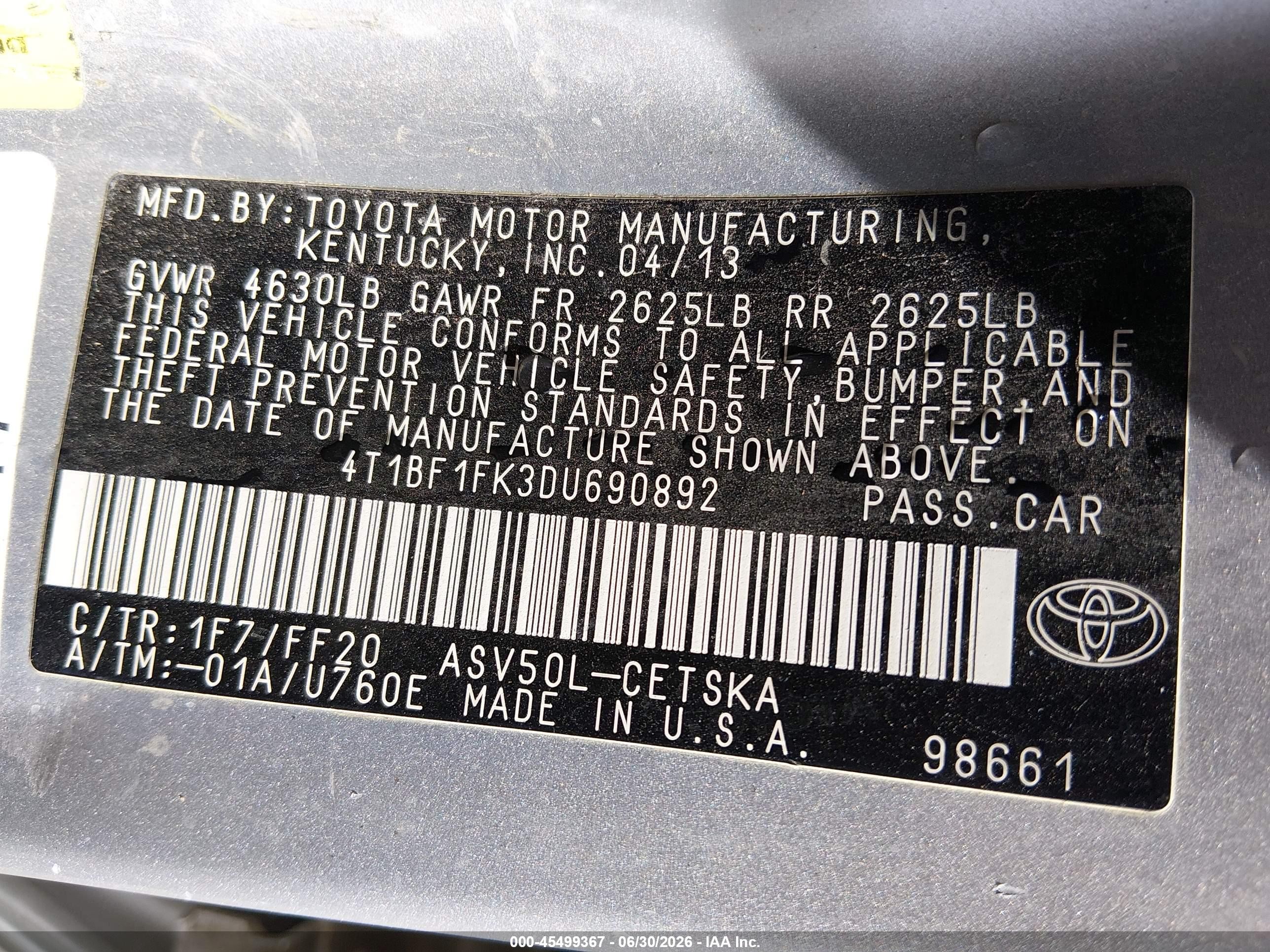 2013 Toyota Camry Se Gray vin: 4T1BF1FK3DU690892
