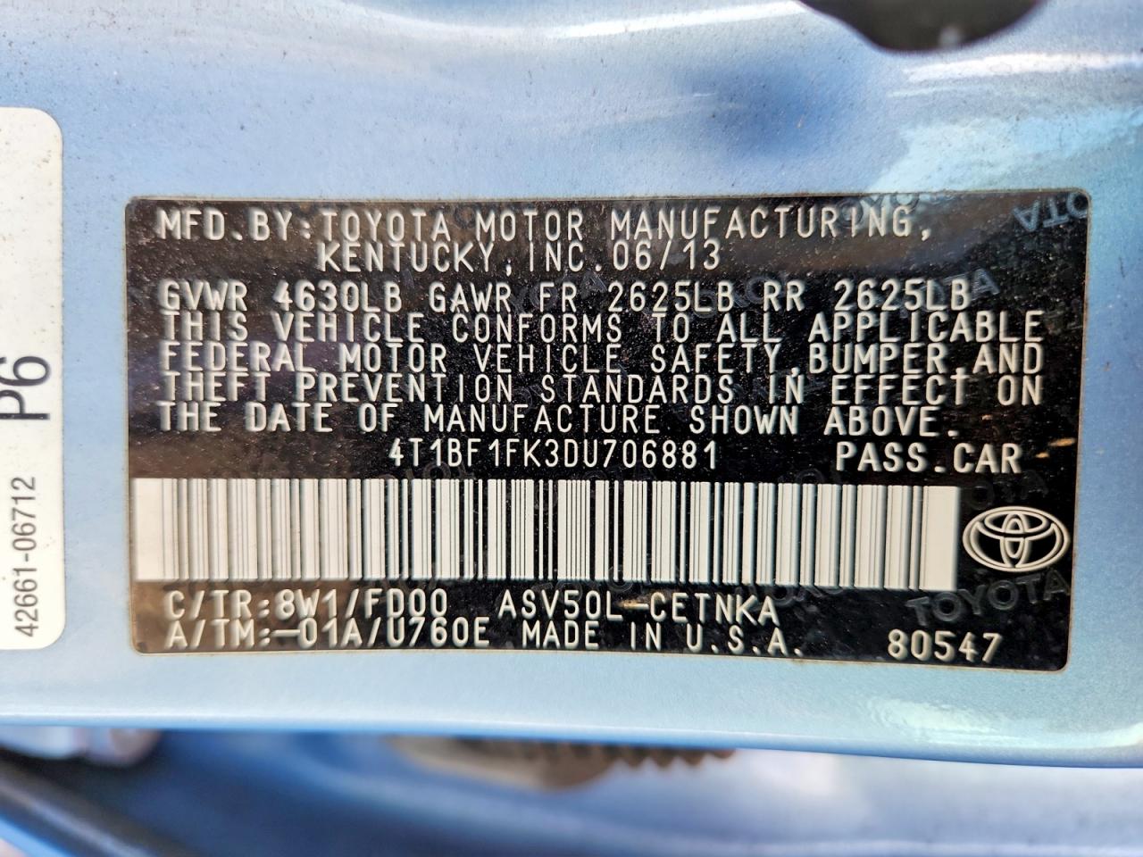 2013 Toyota Camry Le Blue vin: 4T1BF1FK3DU706881
