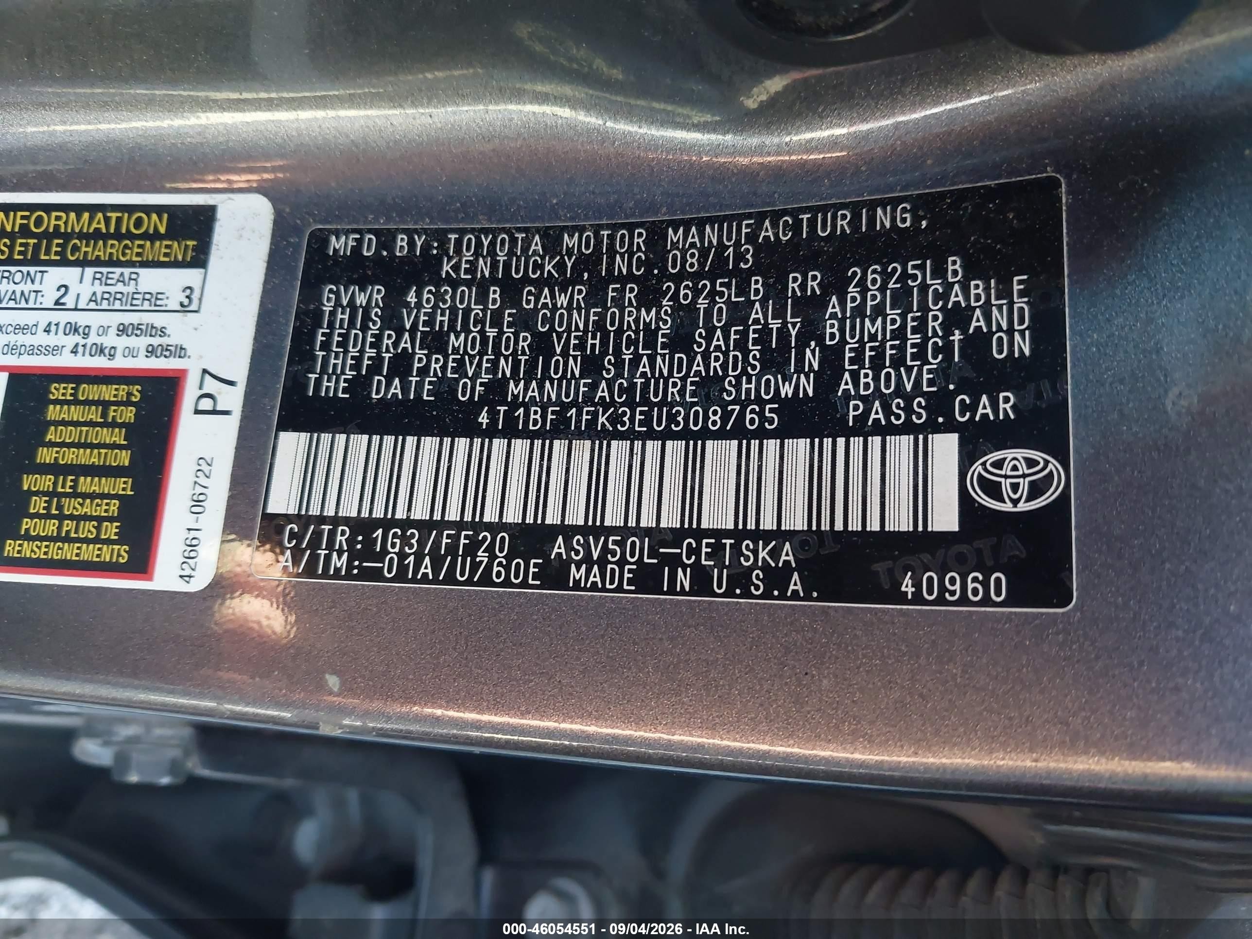 2014 Toyota Camry Se Gray vin: 4T1BF1FK3EU308765