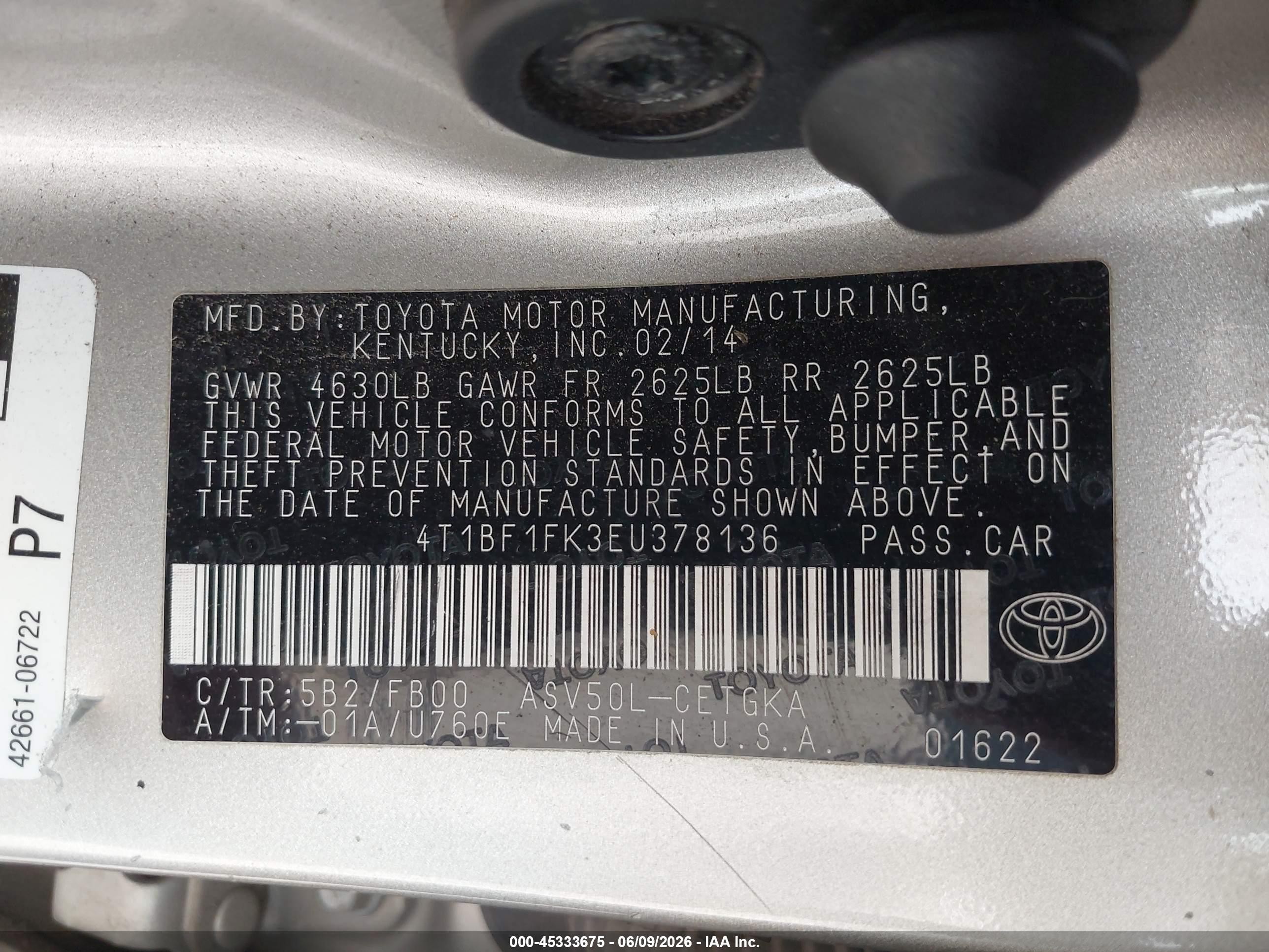 2014 Toyota Camry Xle Tan vin: 4T1BF1FK3EU378136
