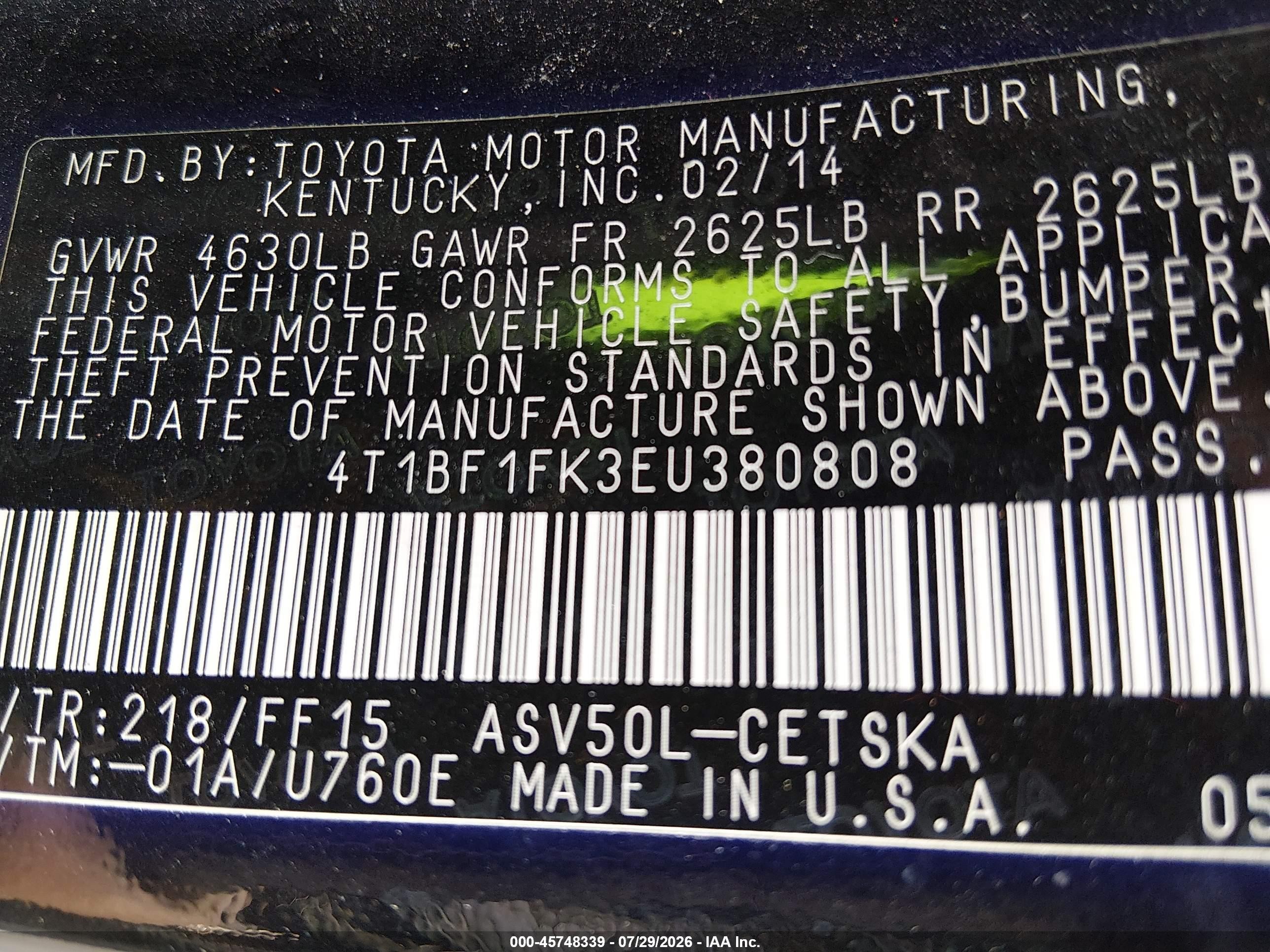 2014 Toyota Camry Se Черный vin: 4T1BF1FK3EU380808