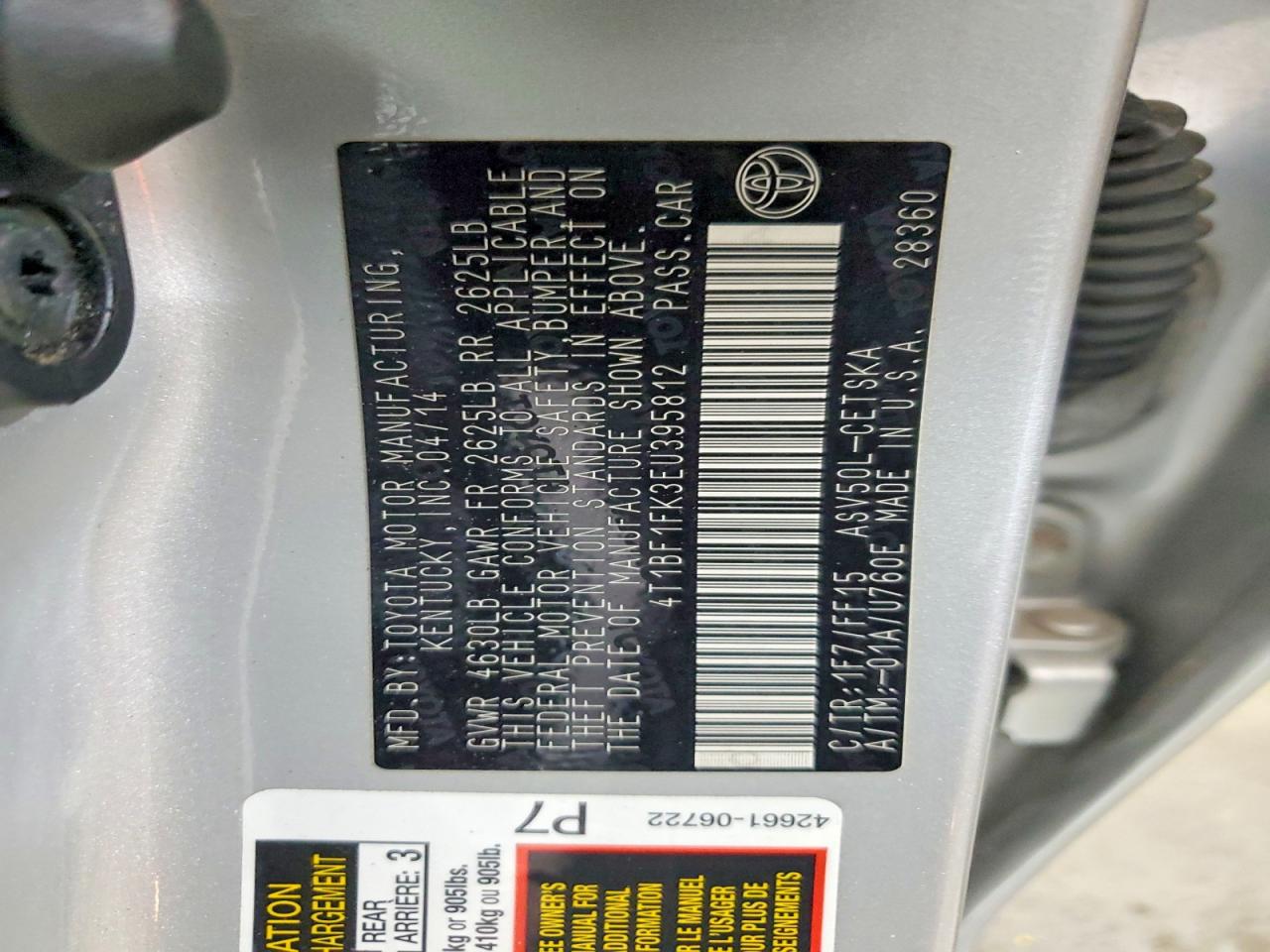2014 Toyota Camry Se Silver vin: 4T1BF1FK3EU395812