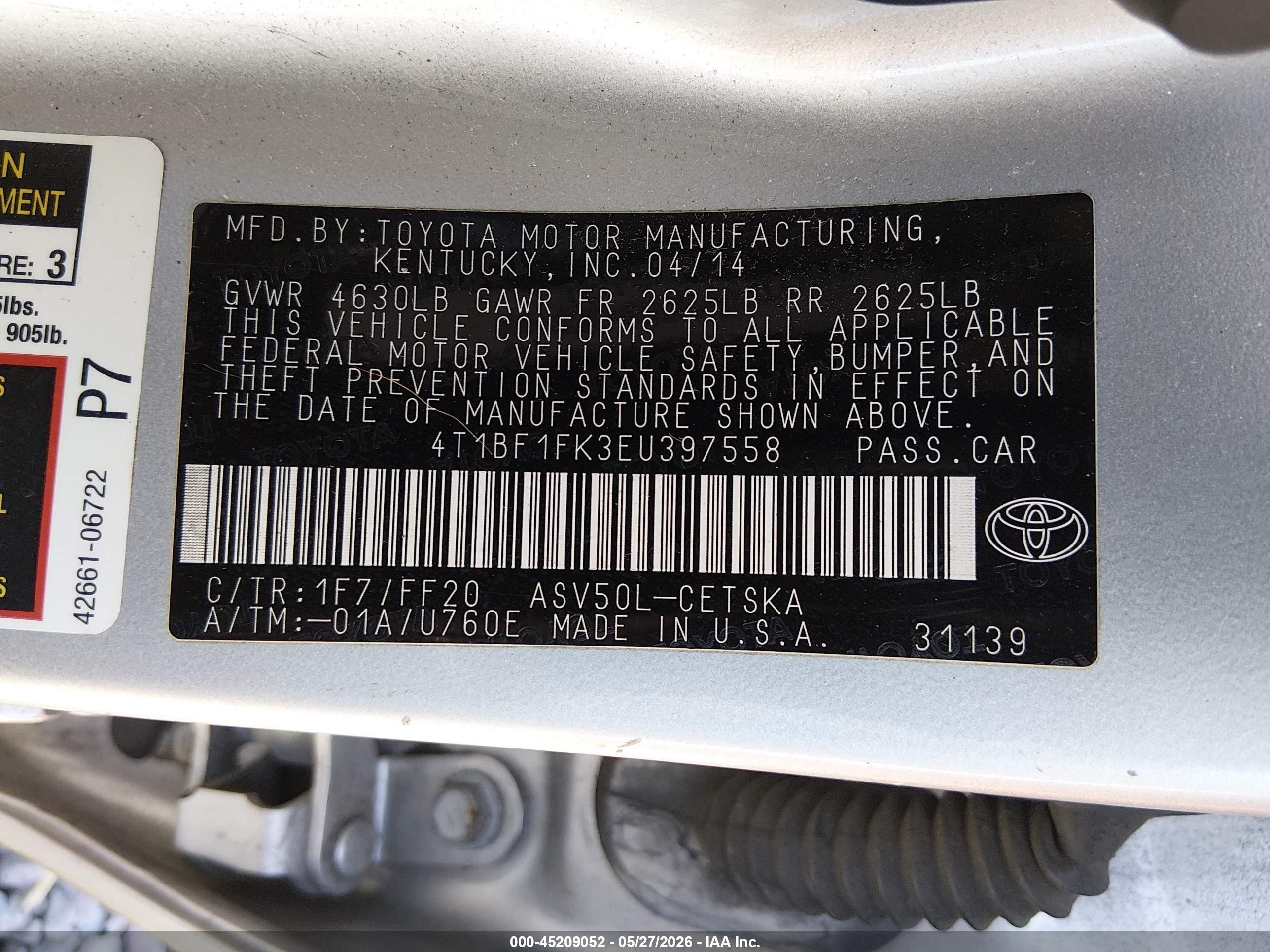 2014 Toyota Camry Se Silver vin: 4T1BF1FK3EU397558