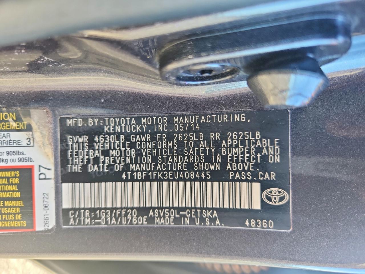 2014 Toyota Camry Se Серый vin: 4T1BF1FK3EU408445