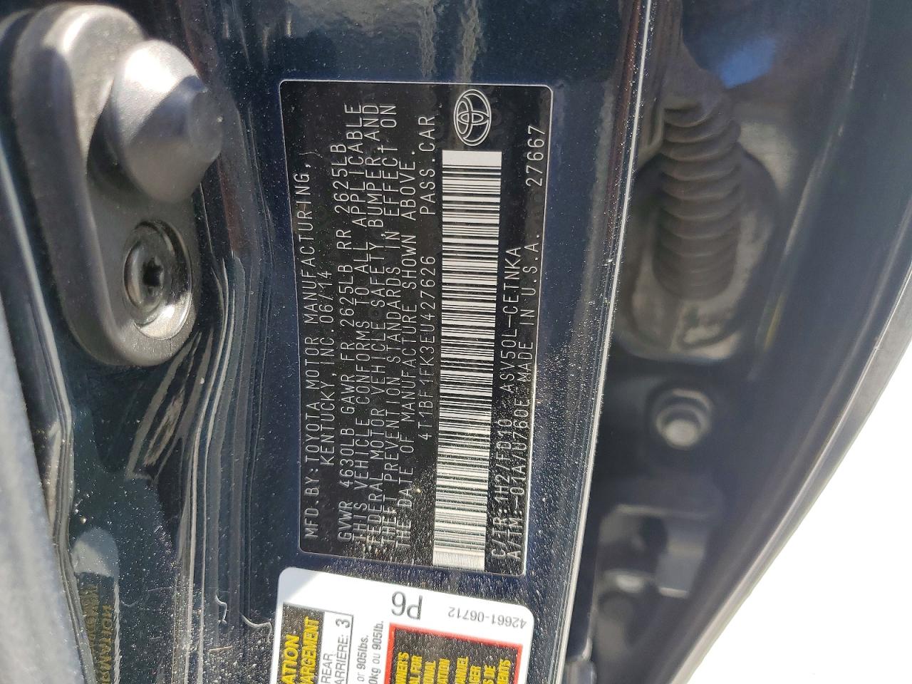 2014 Toyota Camry Blue vin: 4T1BF1FK3EU427626