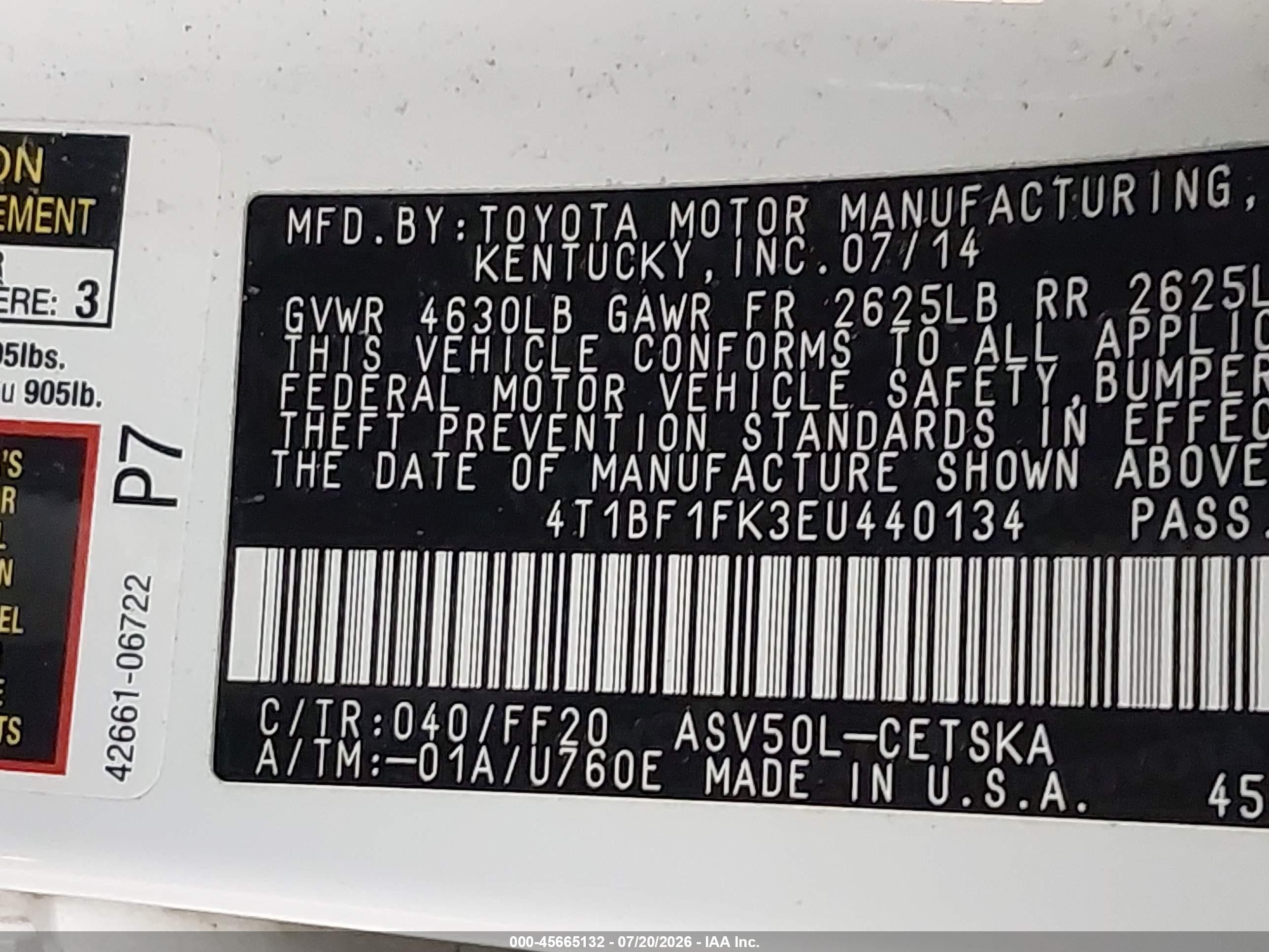 2014 Toyota Camry Se White vin: 4T1BF1FK3EU440134