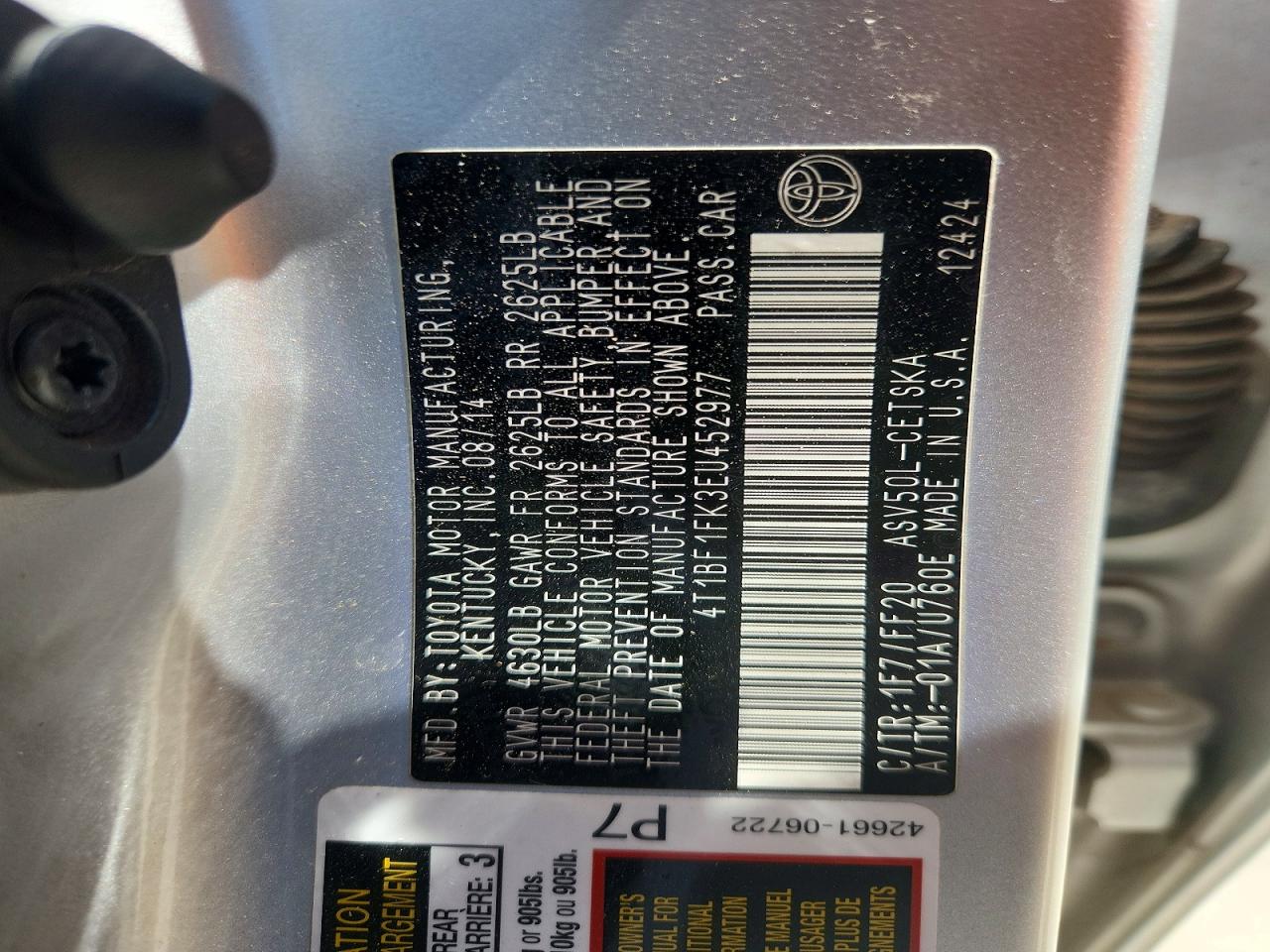 2014 Toyota Camry Se Silver vin: 4T1BF1FK3EU452977