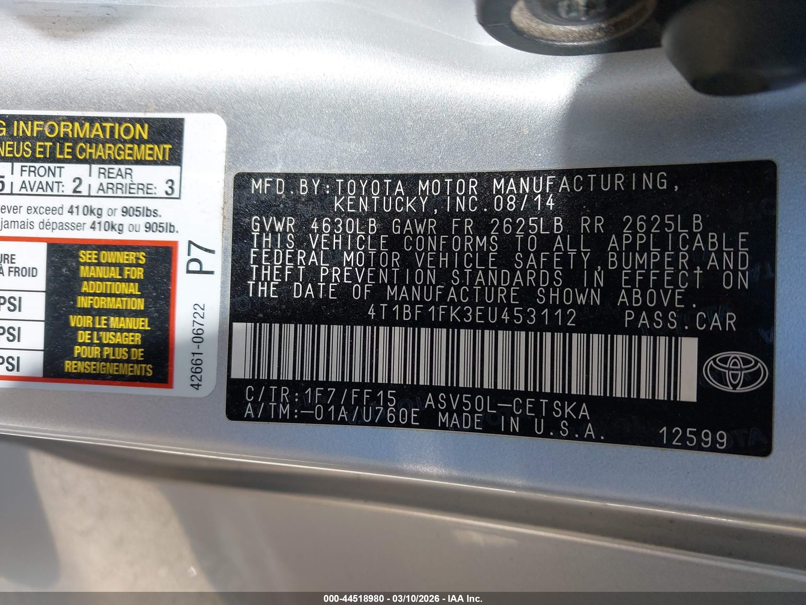 2014 Toyota Camry Se Silver vin: 4T1BF1FK3EU453112