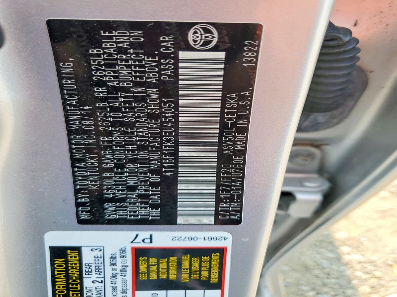 2014 Toyota Camry Se Silver vin: 4T1BF1FK3EU454051