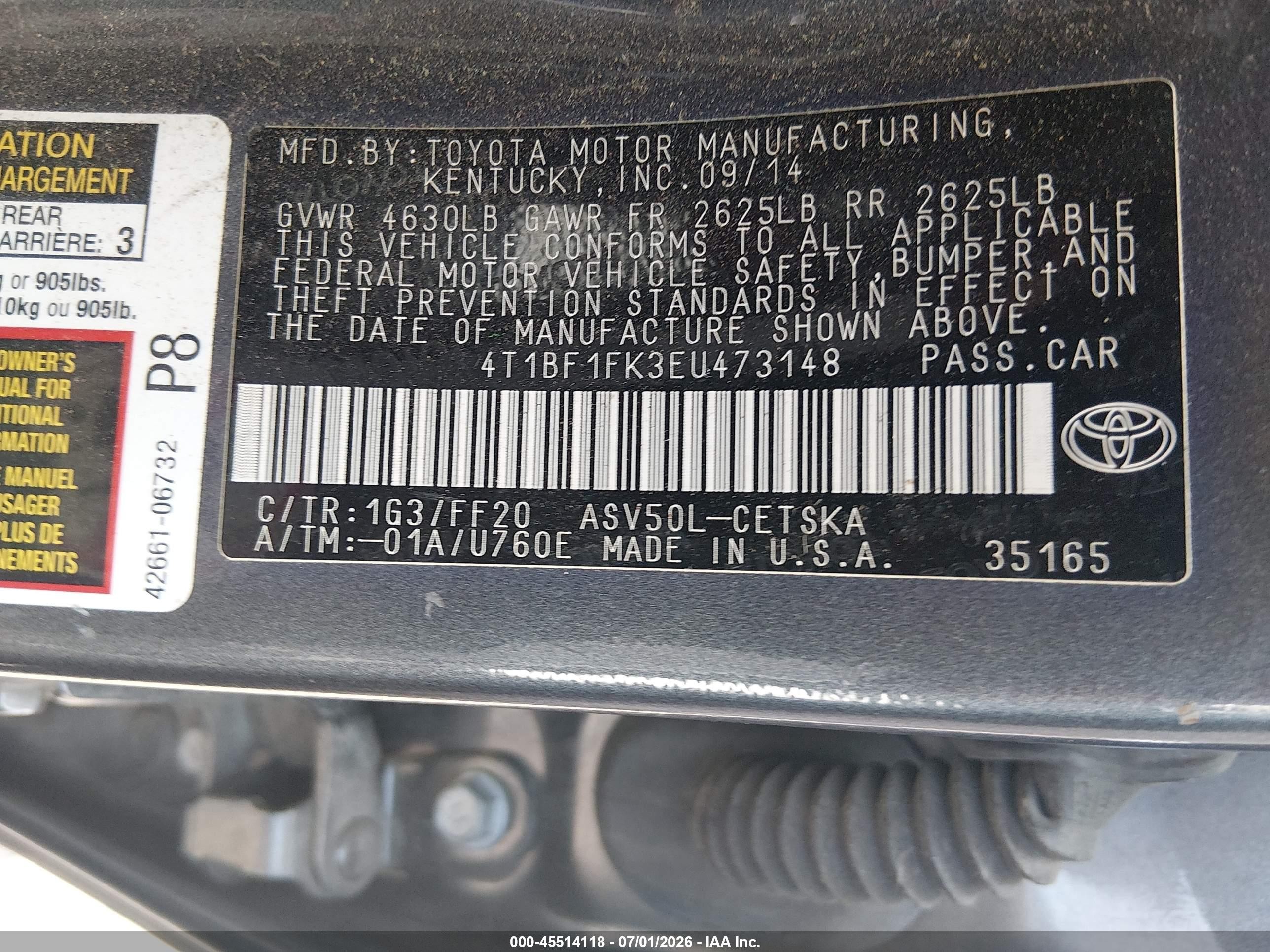 2014 Toyota Camry Se Sport Gray vin: 4T1BF1FK3EU473148