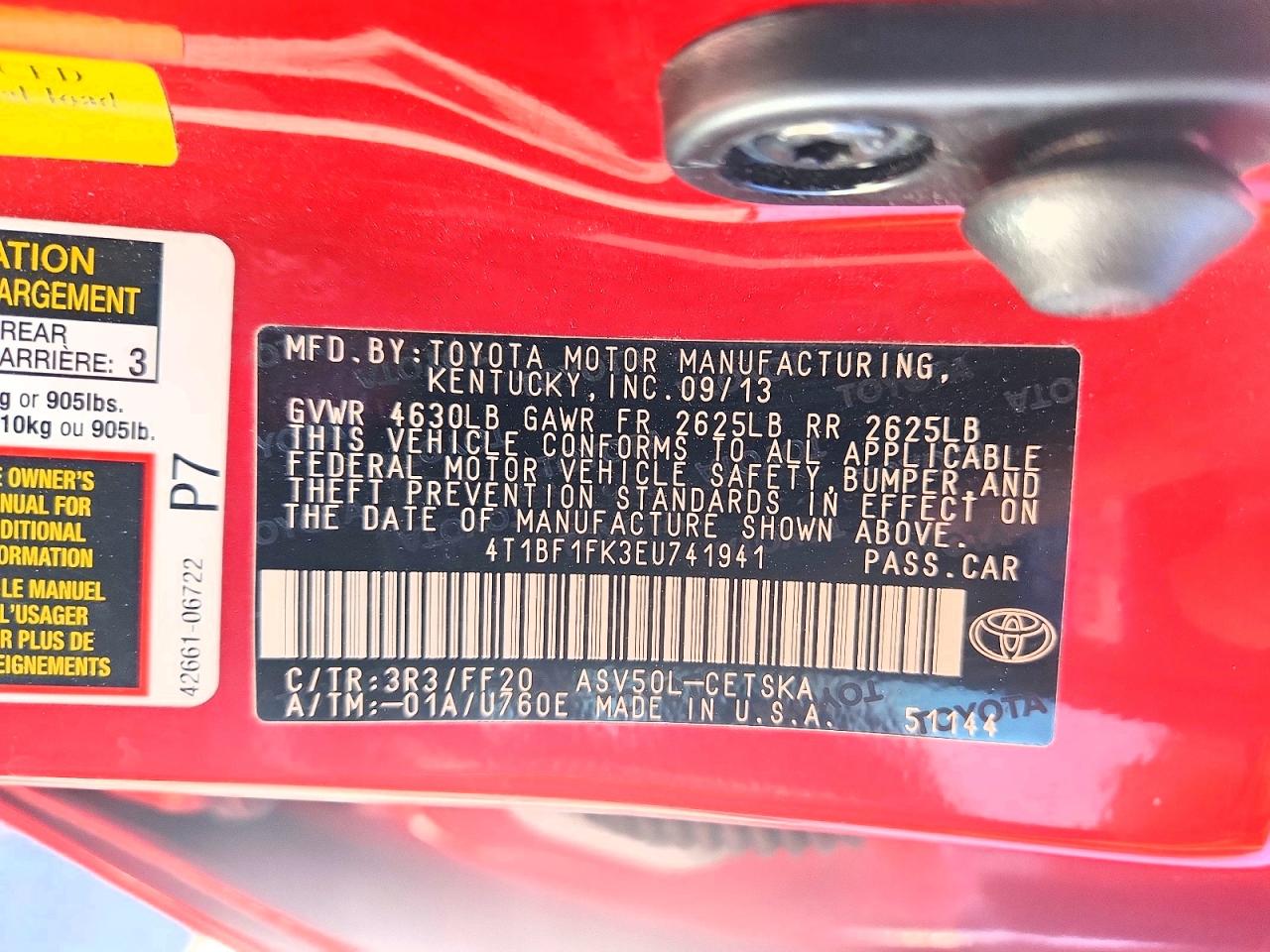 2014 Toyota Camry Se Red vin: 4T1BF1FK3EU741941
