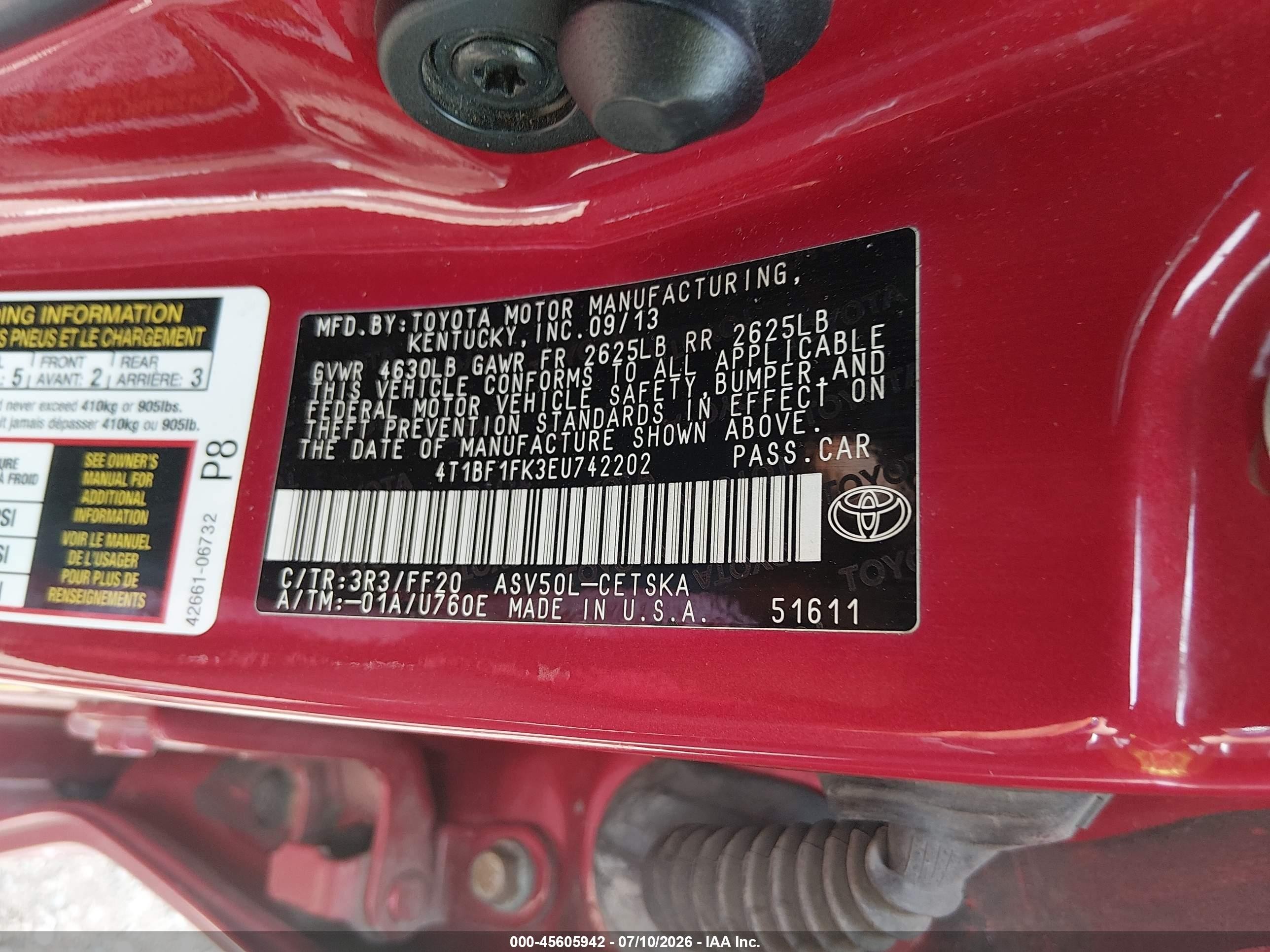 2014 Toyota Camry Se Sport Red vin: 4T1BF1FK3EU742202