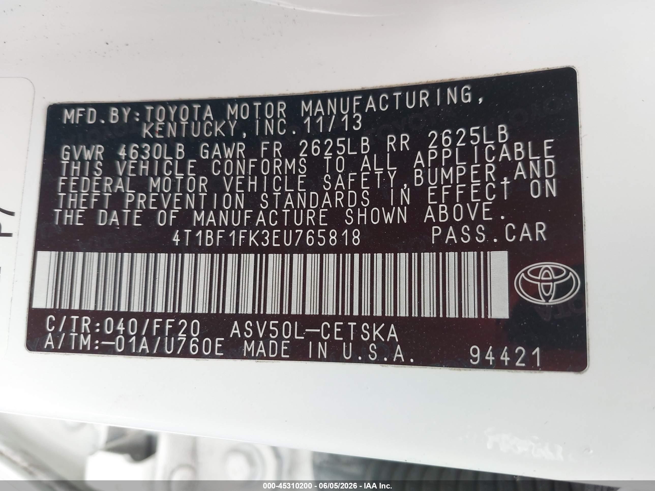 2014 Toyota Camry Se Белый vin: 4T1BF1FK3EU765818