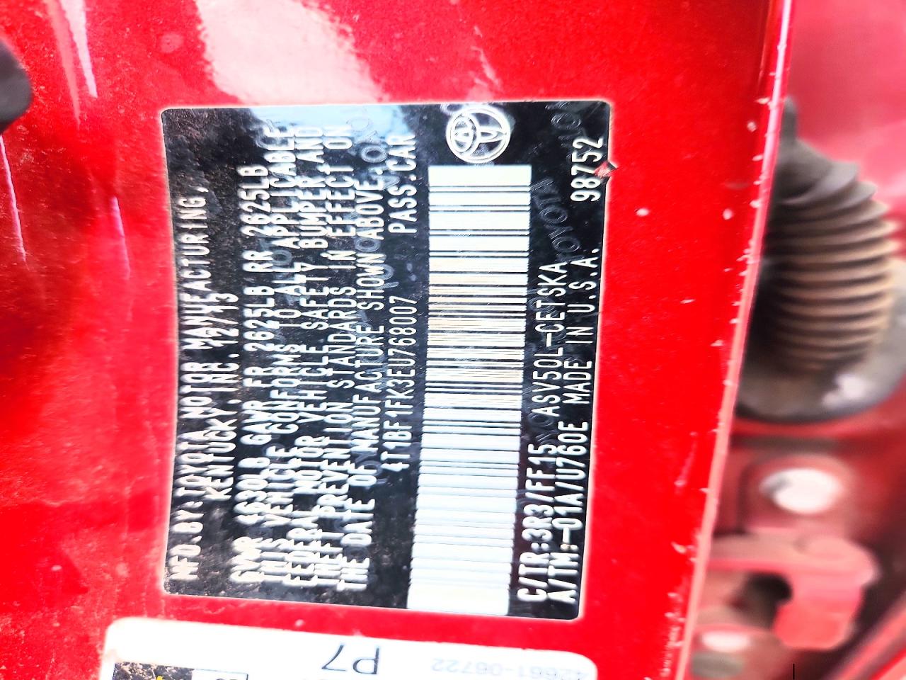 2014 Toyota Camry Red vin: 4T1BF1FK3EU768007