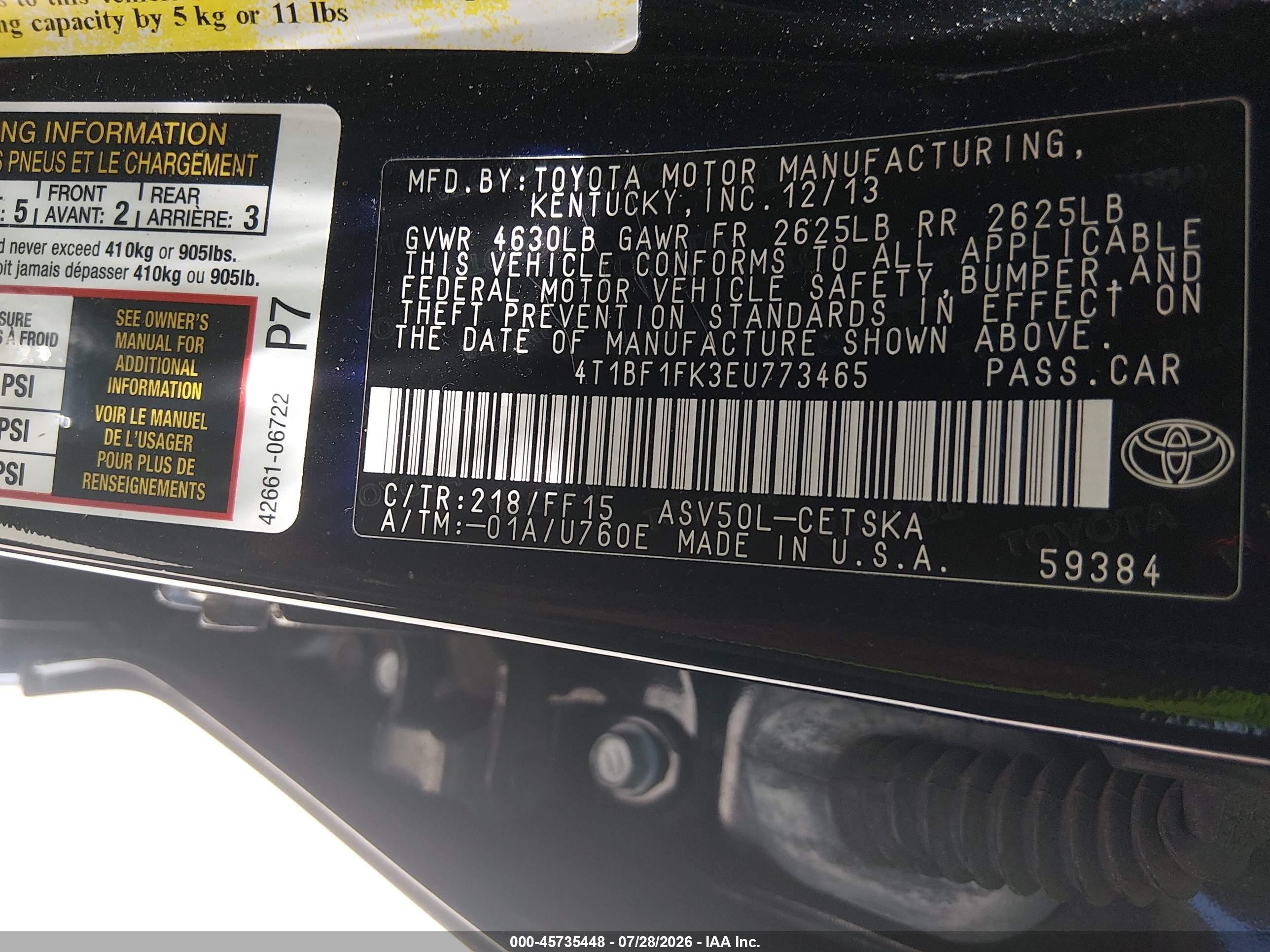 2014 Toyota Camry Se Black vin: 4T1BF1FK3EU773465